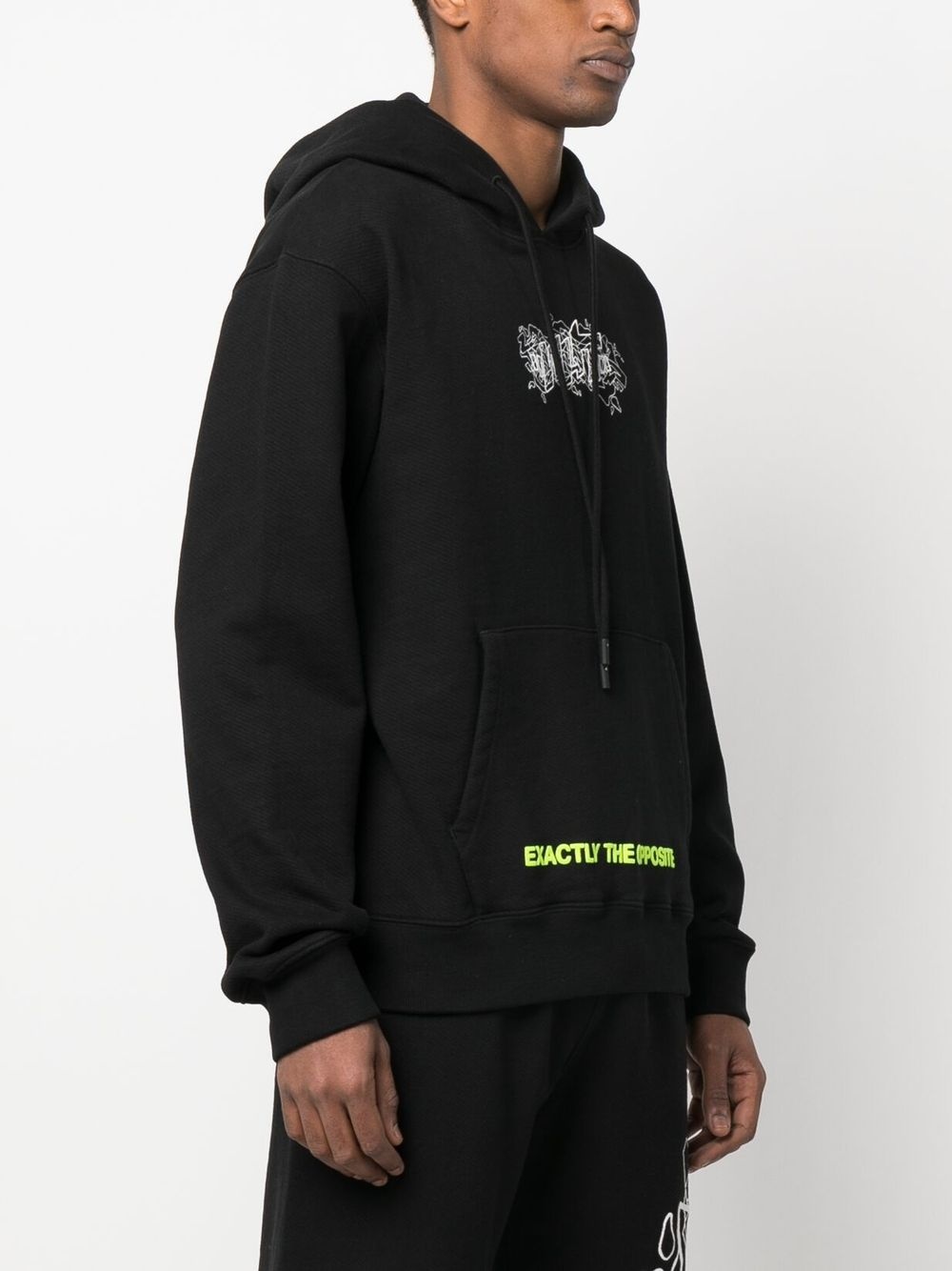 slogan-print drawstring hoodie - 3