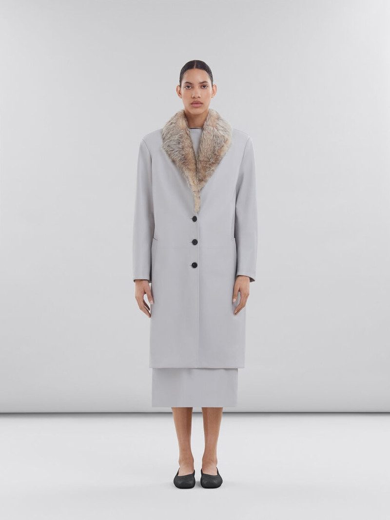 Marni GREY NAPPA COAT WITH SHEARLING COLLAR outlook