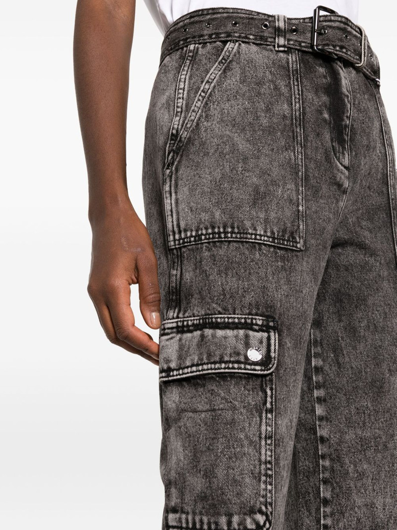 belted washed straight-leg jeans 5