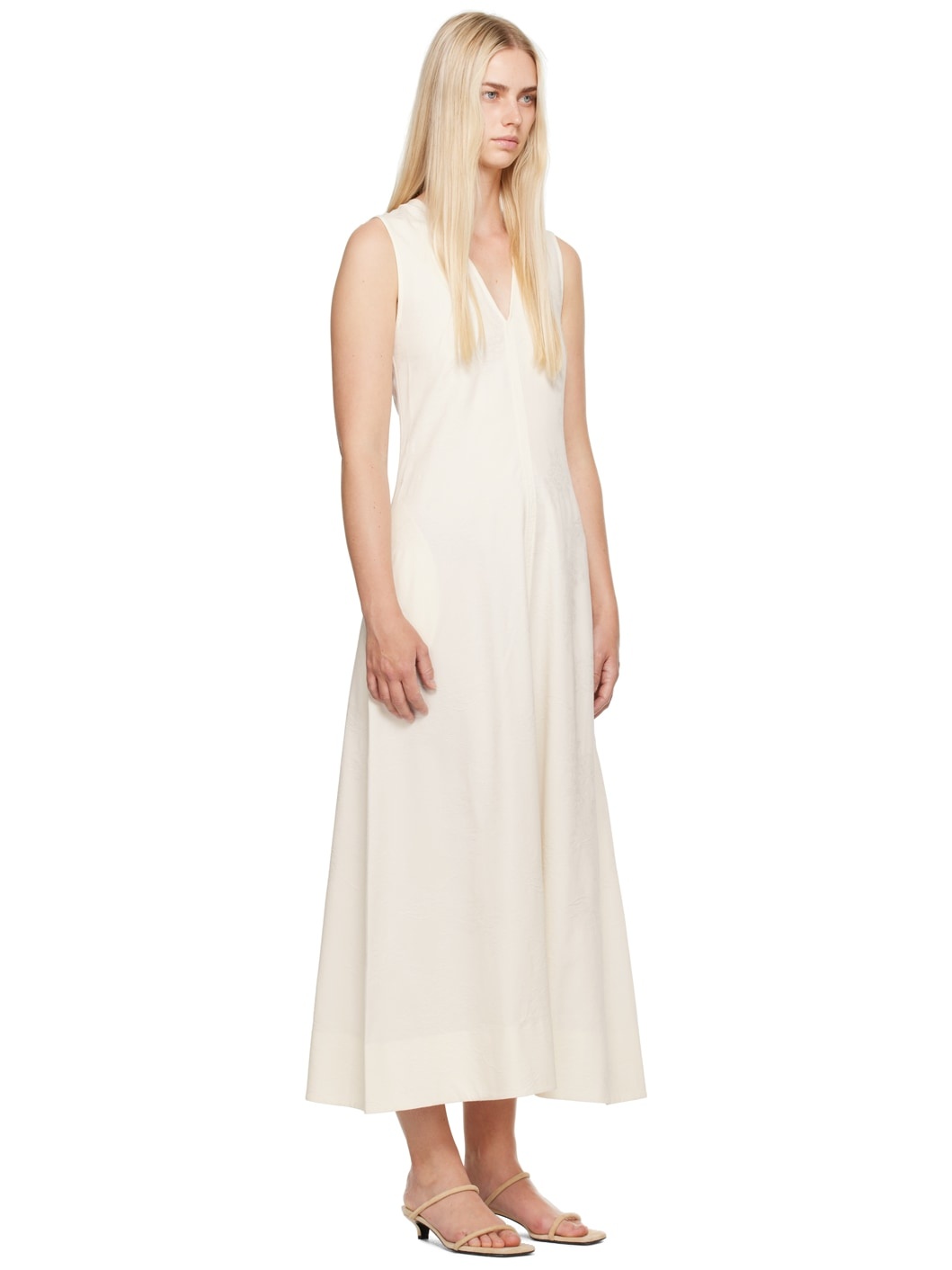 Off-White V-Neck Maxi Dress - 2