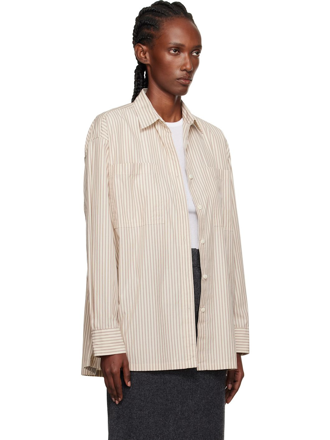 Beige Toro Oversized Stripe Shirt - 2