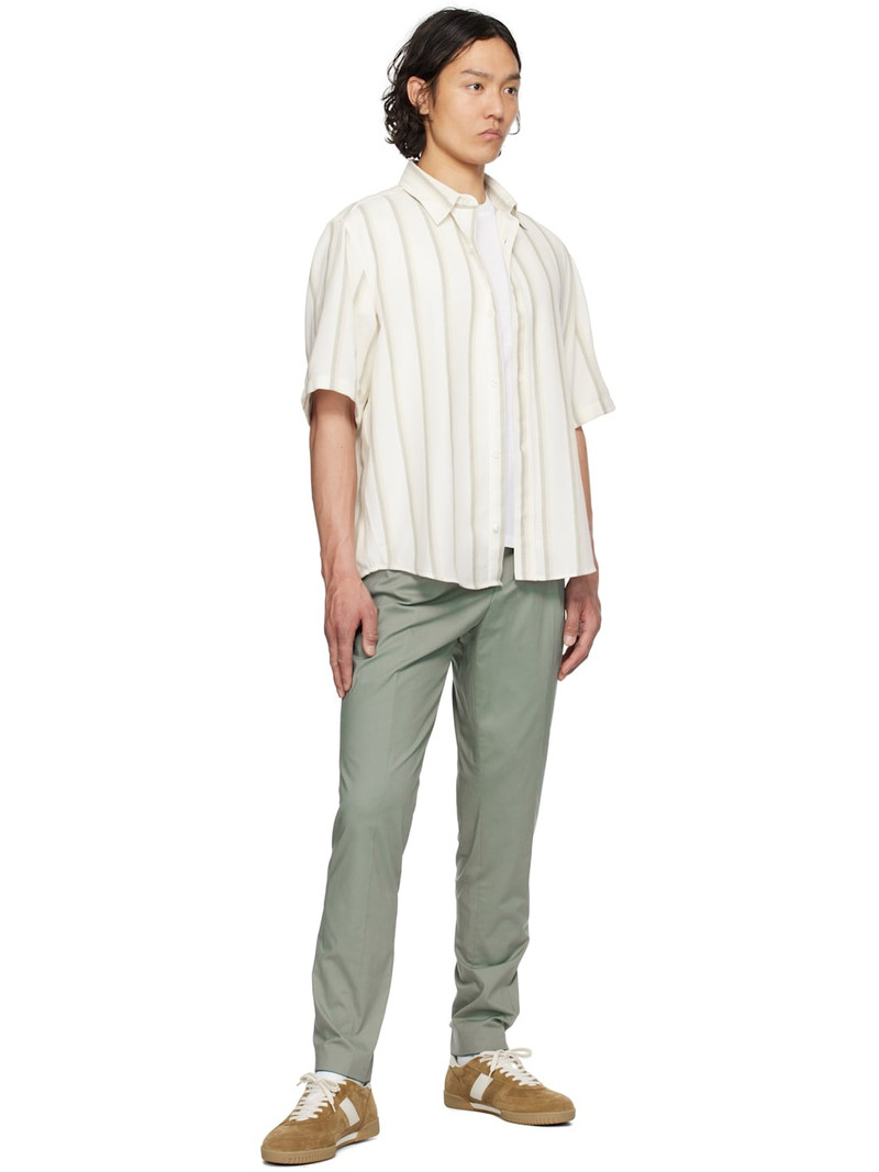 HUGO Off-White Loose-Fit Striped Open-Weave Shirt outlook