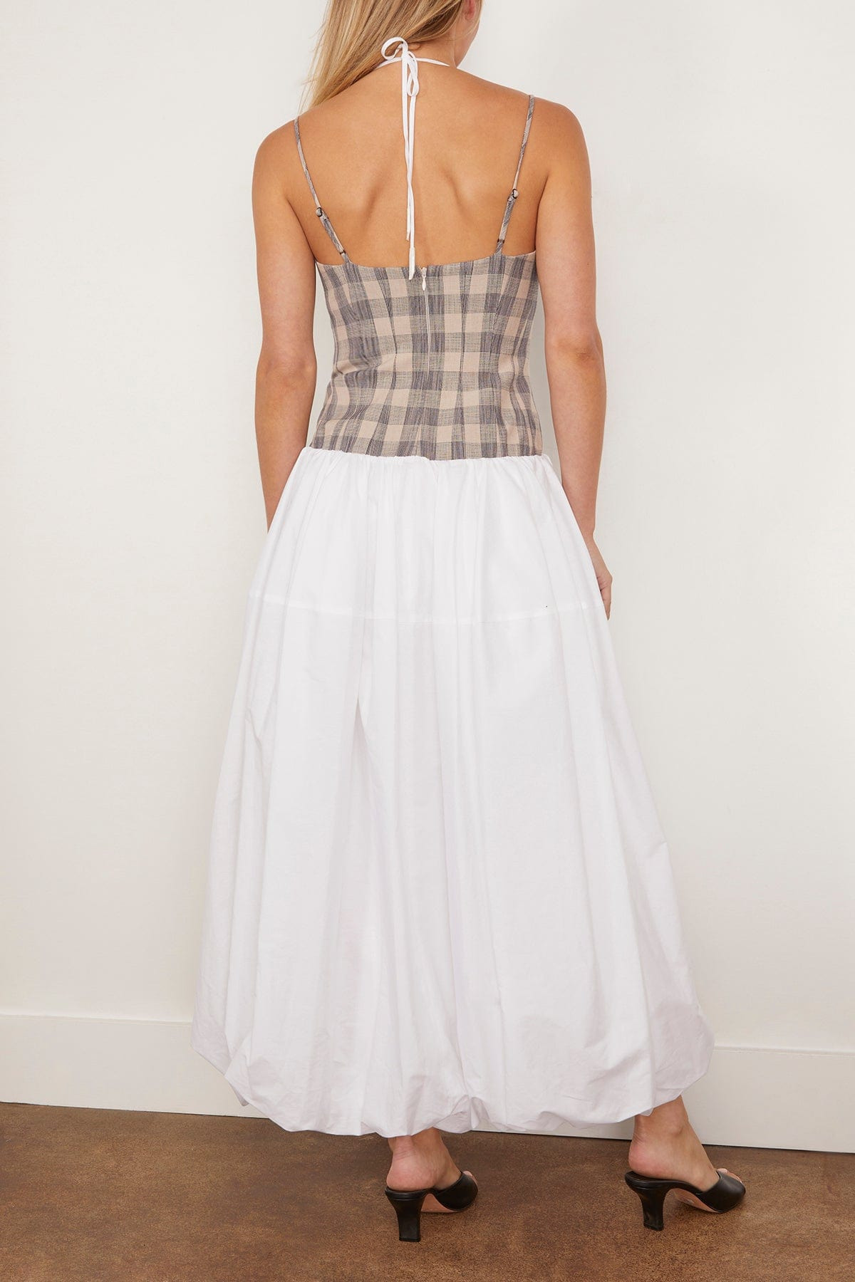 Pfeiffer Sleeveless Bustier Midi Dress in Midnight Gingham - 8