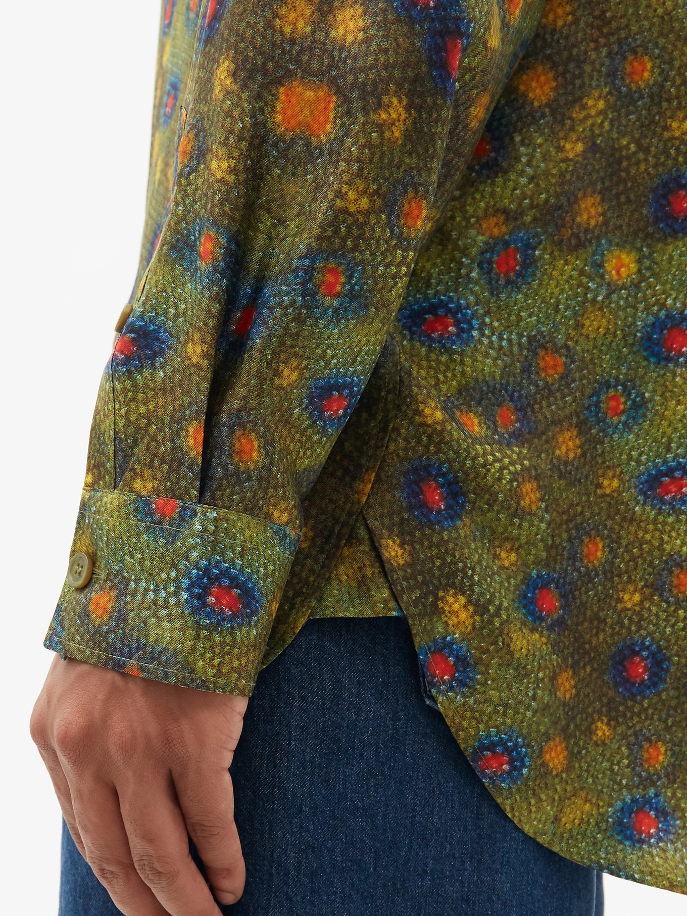 Fish scale-print silk shirt - 4