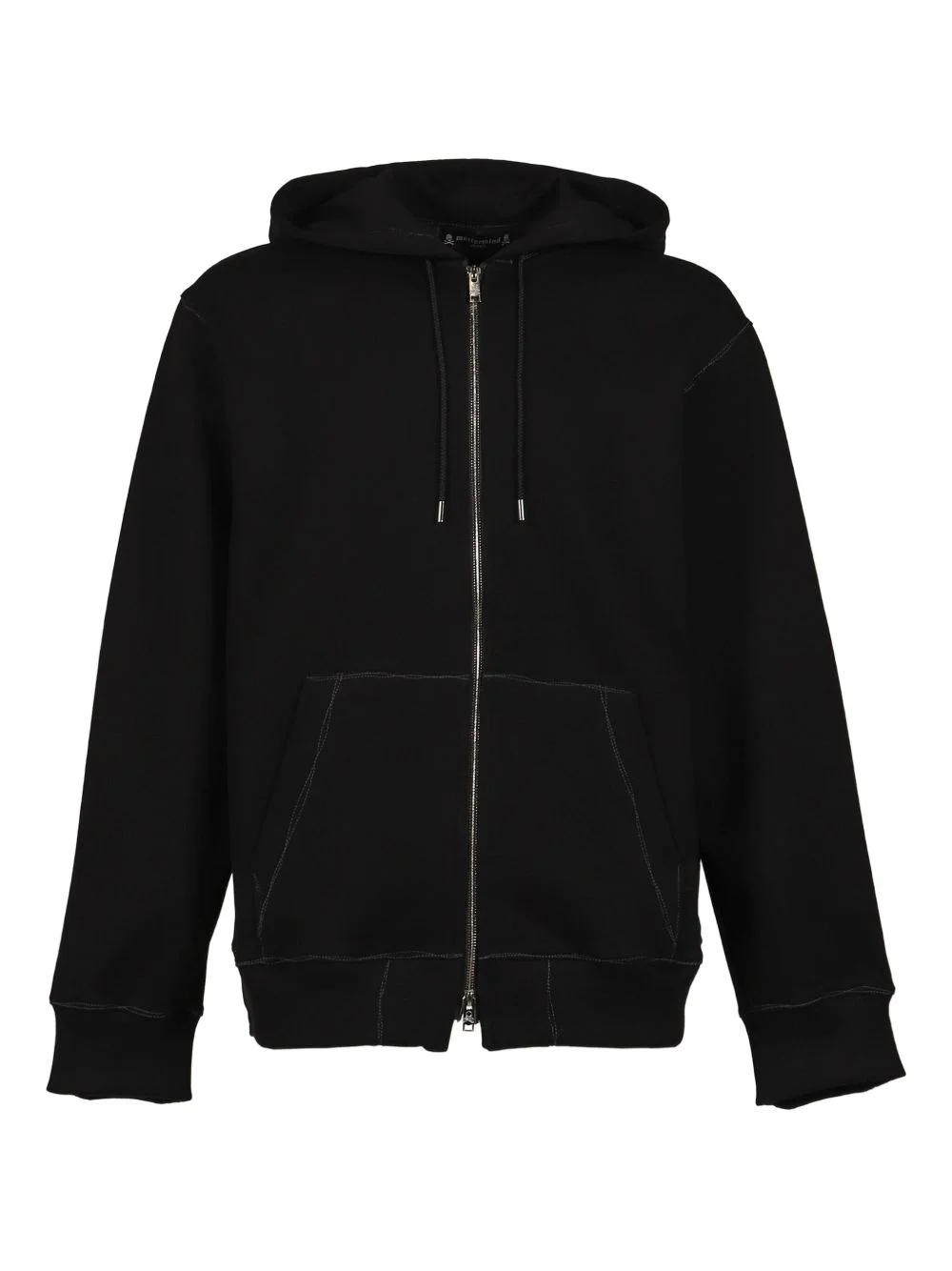 skull-embroidered zip-up hoodie - 1