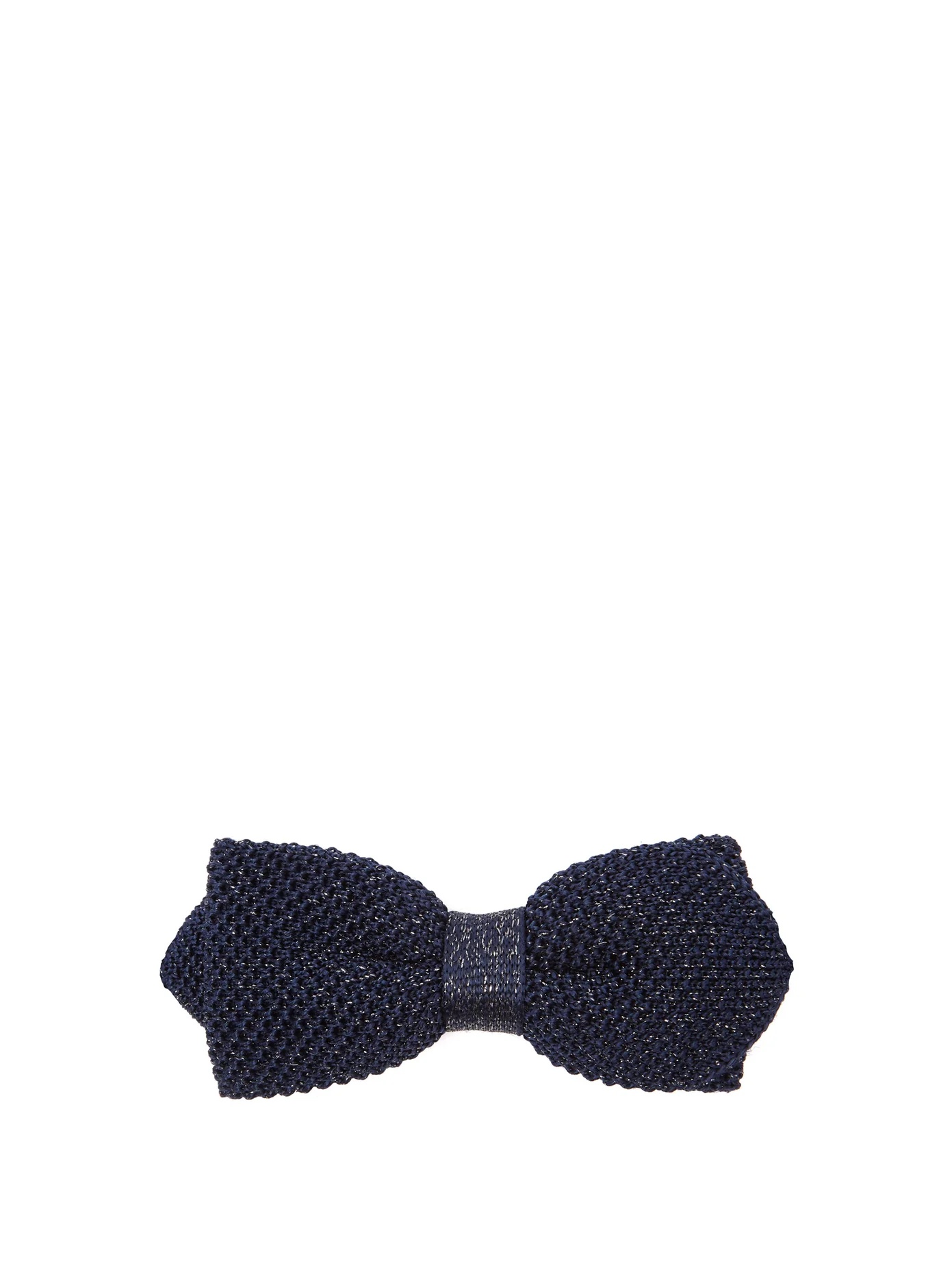 Silk-blend lamé-knit bow tie - 1