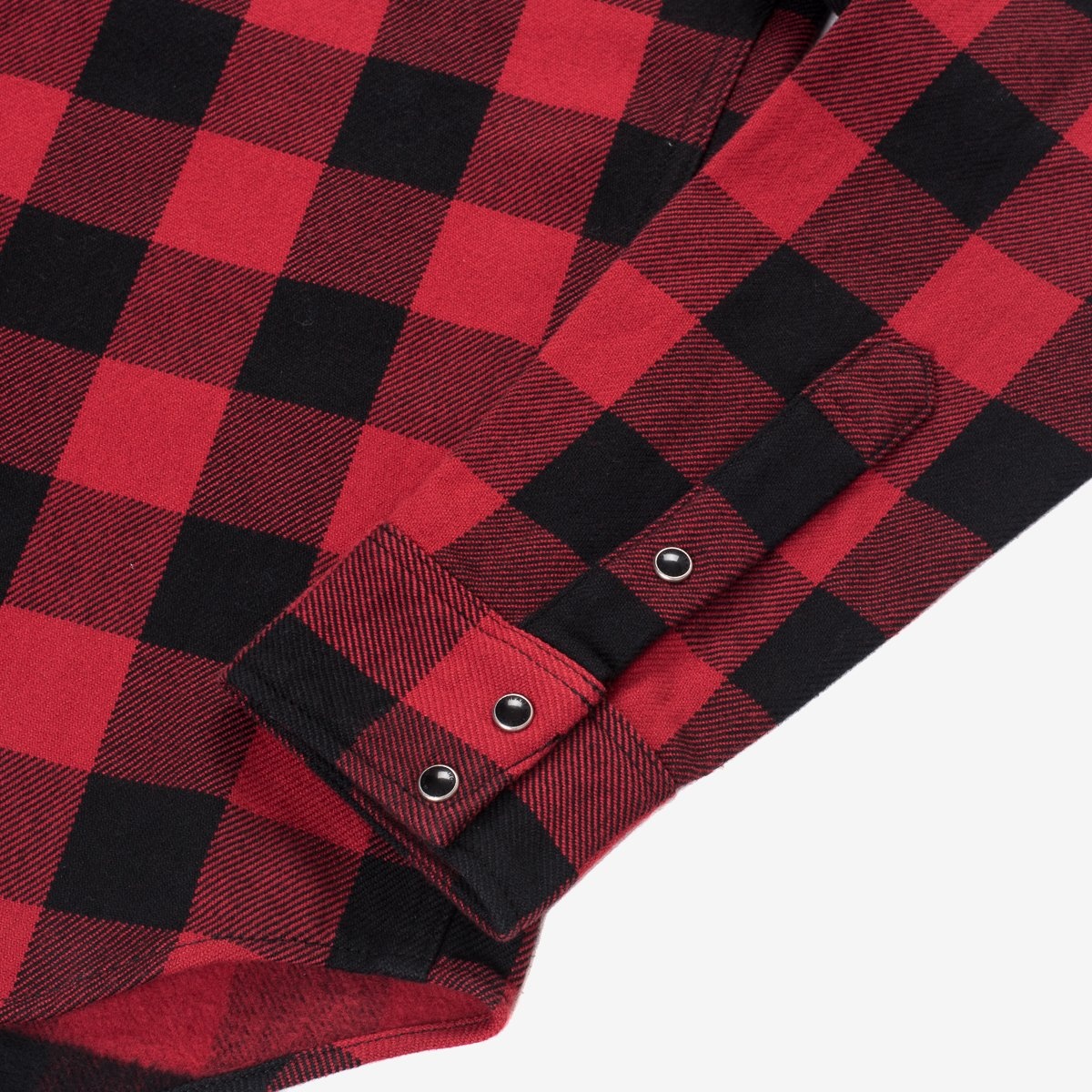 IHSH-232-RED Ultra Heavy Flannel Buffalo Check Western Shirt - Red/Black - 6