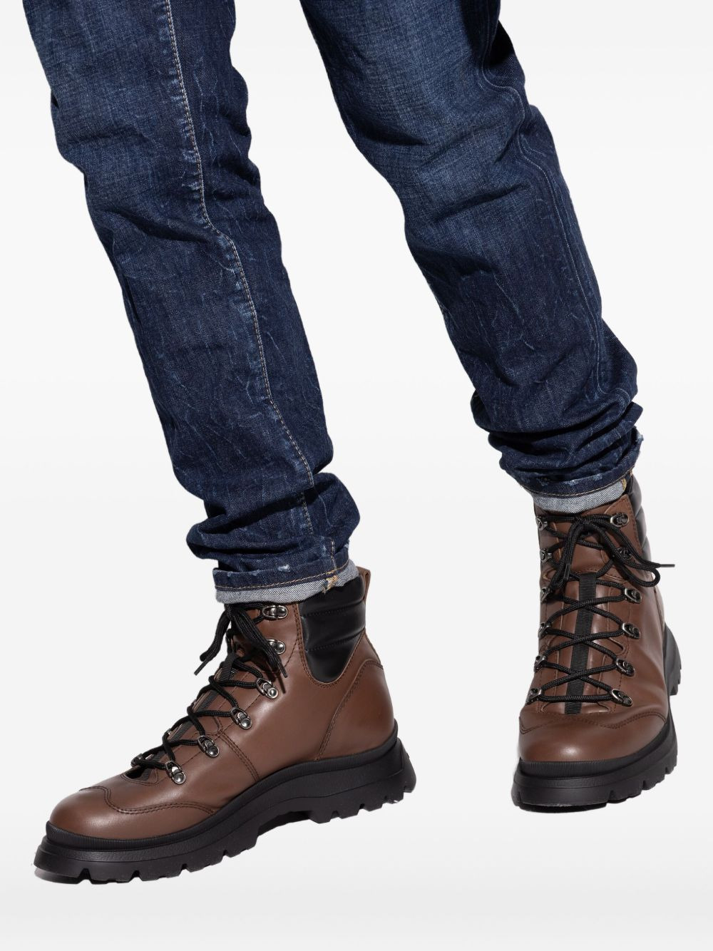 lace-up padded-ankle hiking boots - 3