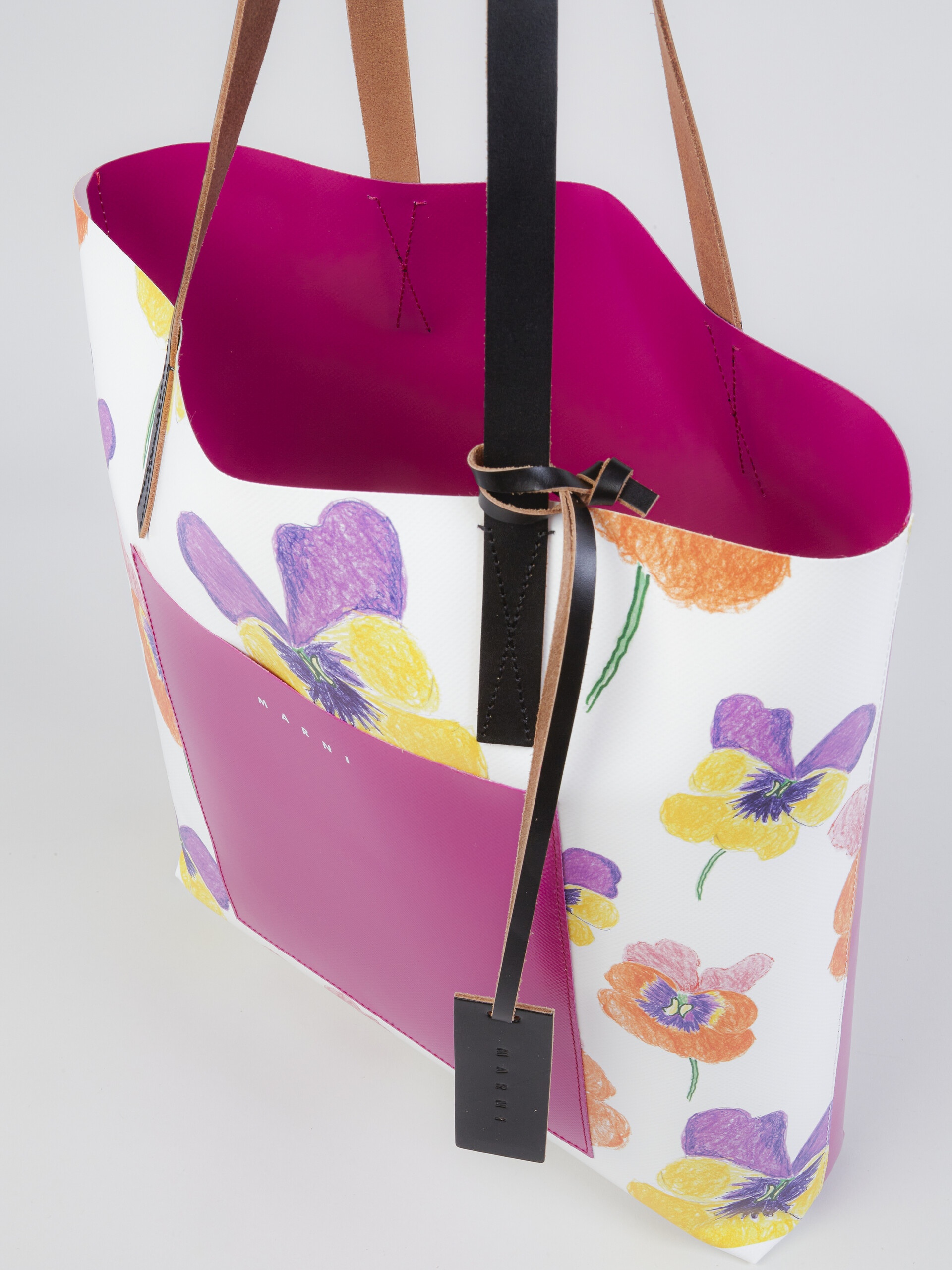 PANSIES PRINT FUCHSIA SHOPPING BAG - 5