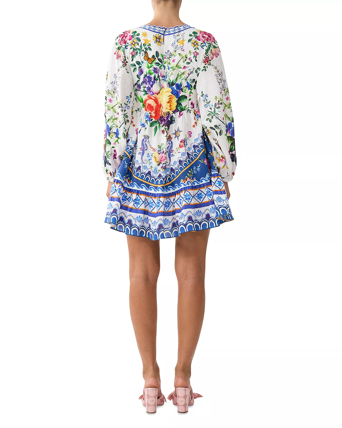 Tie Front Blouson Sleeve Mini Dress - 5