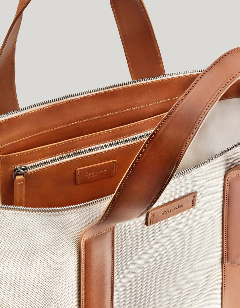 TOTE BAG IN COWHIDE AND CANVAS SKIN 5