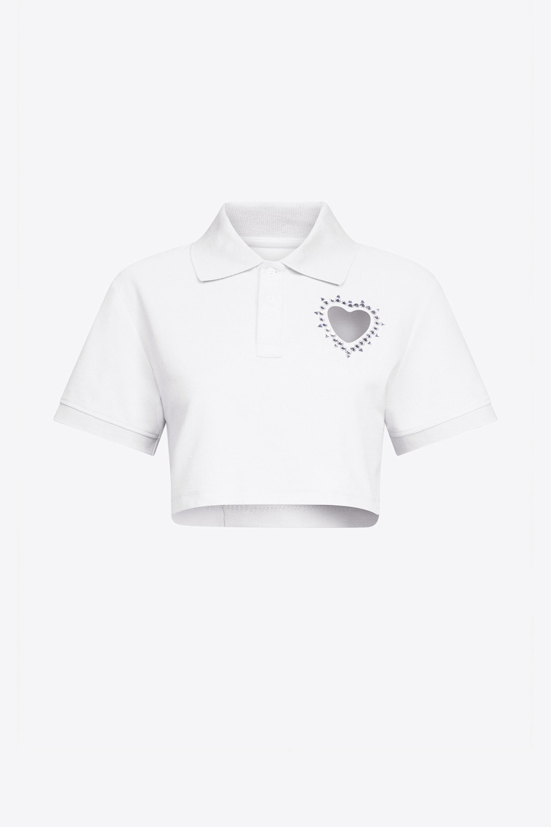 CRYSTAL HEART CUTOUT CROPPED POLO 1