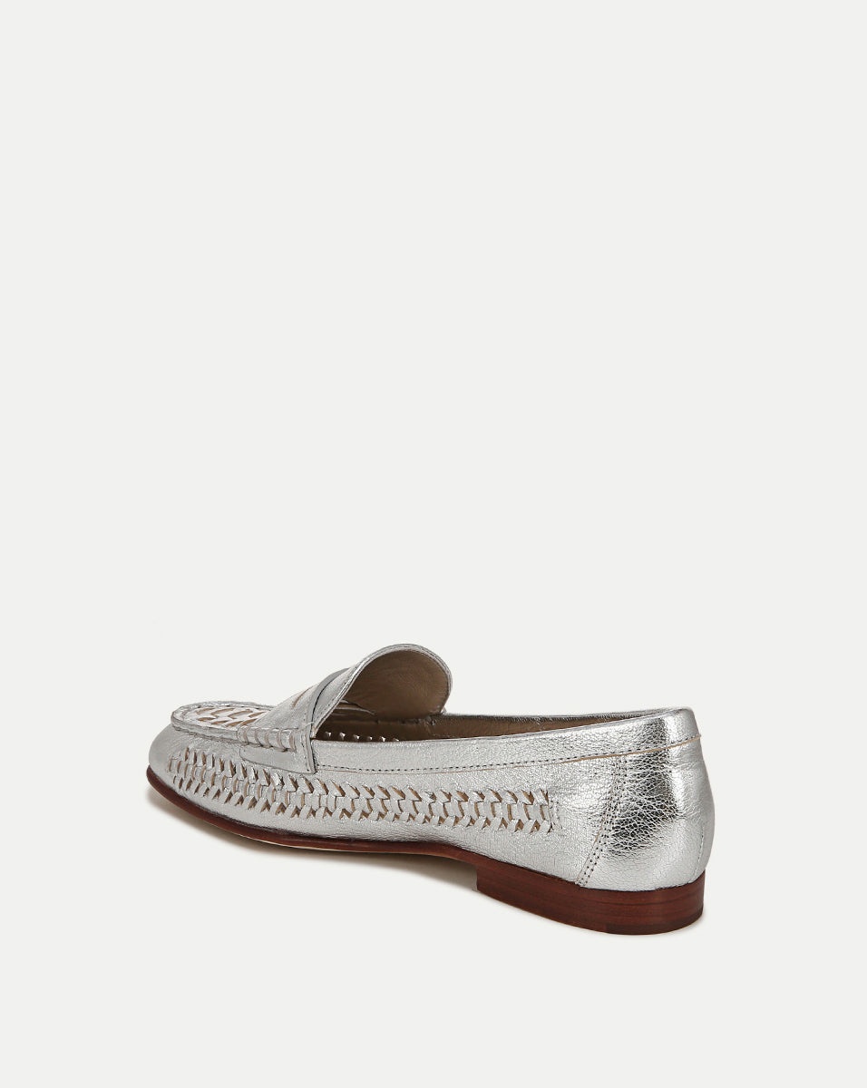 PENNY WOVEN METALLIC LEATHER LOAFER - 4