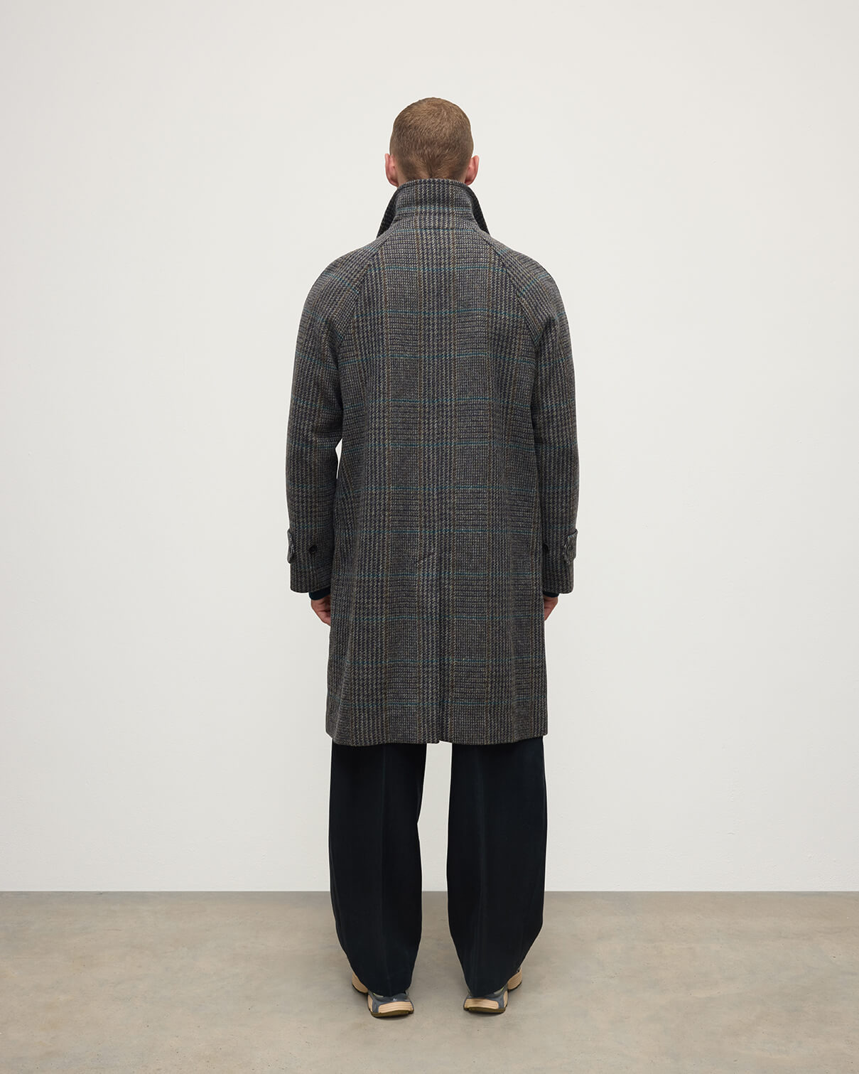 'The Balmacaan' Coat | Dark Slate Check - 4