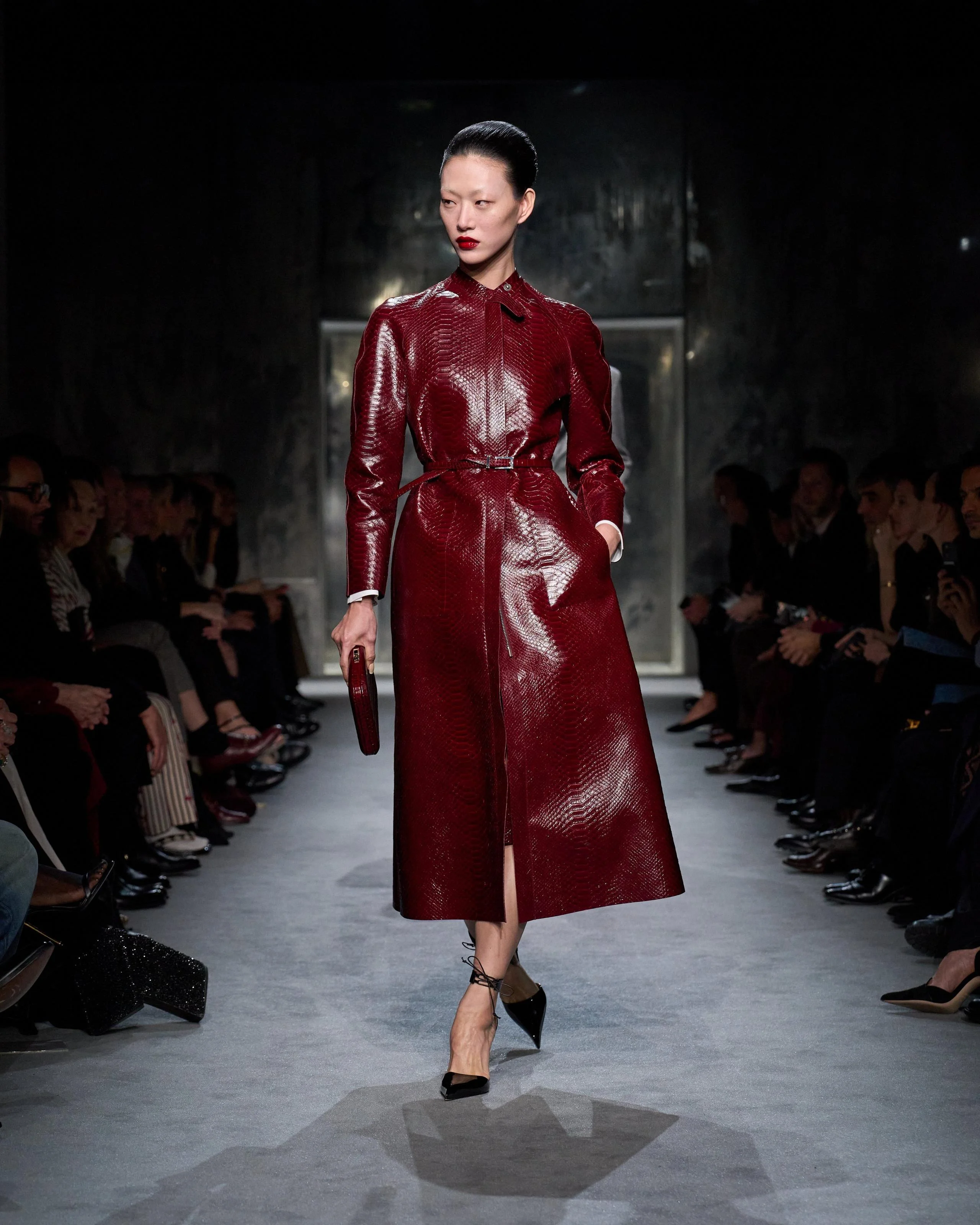 PRINTED LEATHER AND WASHED DUCHESSE BIKER COAT - 1