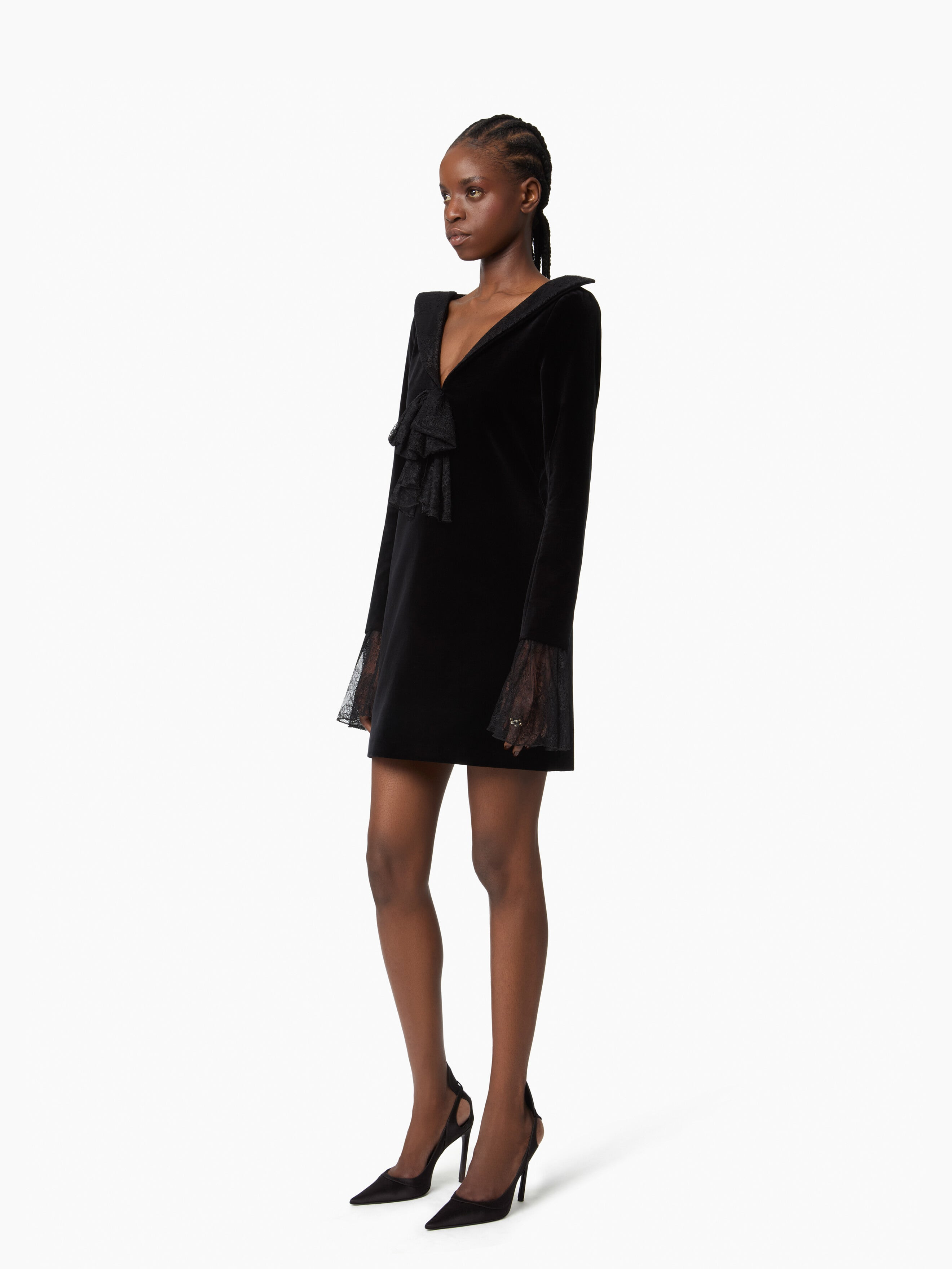 Velvet Mini Dress With Bow - 2