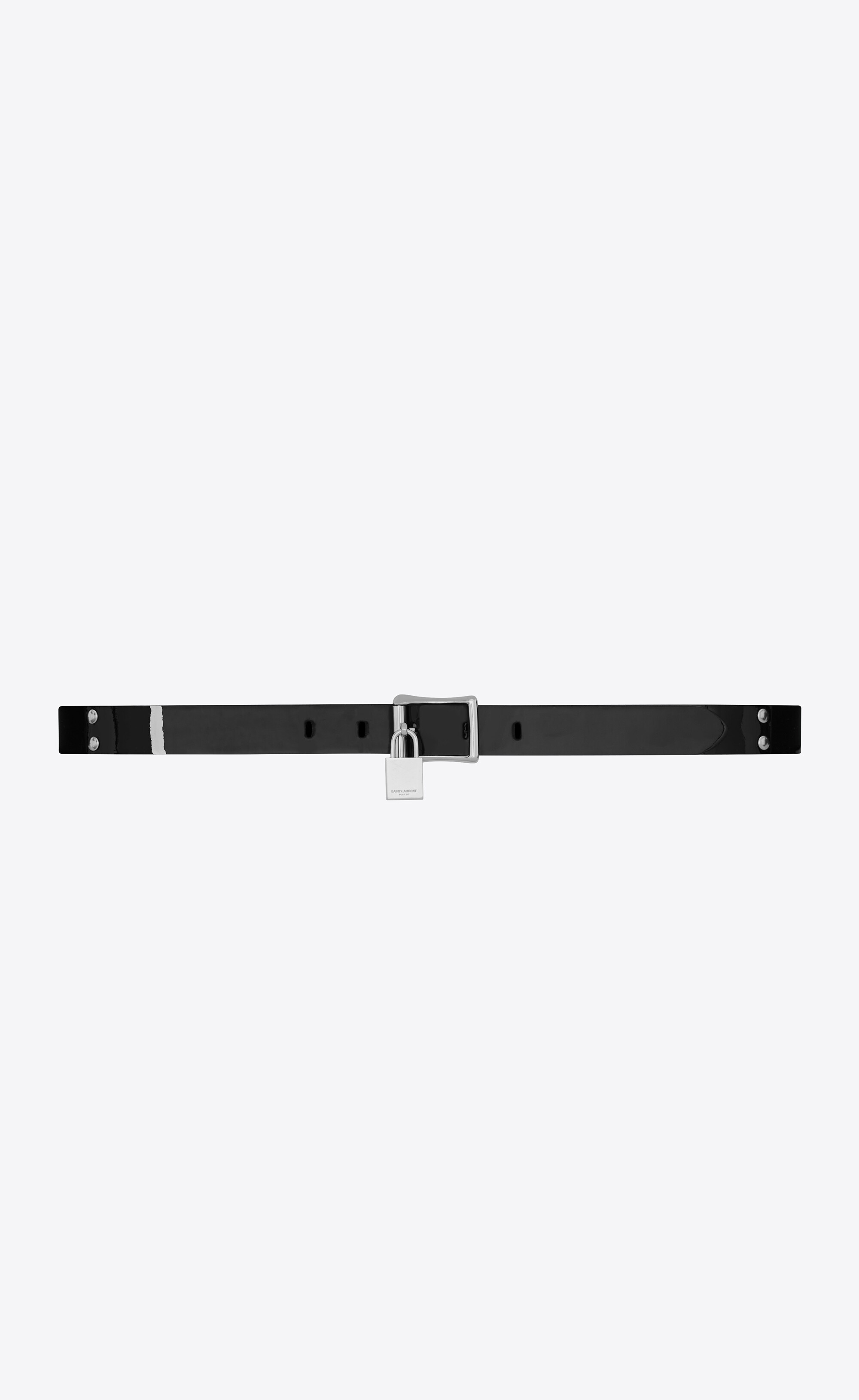 locker buckle belt in patent leather with studs - 1