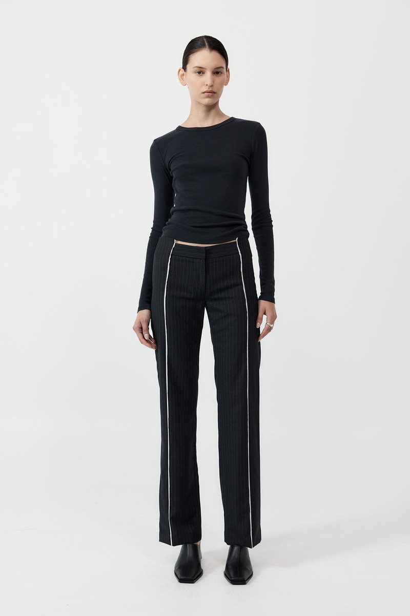 Deconstructed Pinstripe Trousers - Black 2