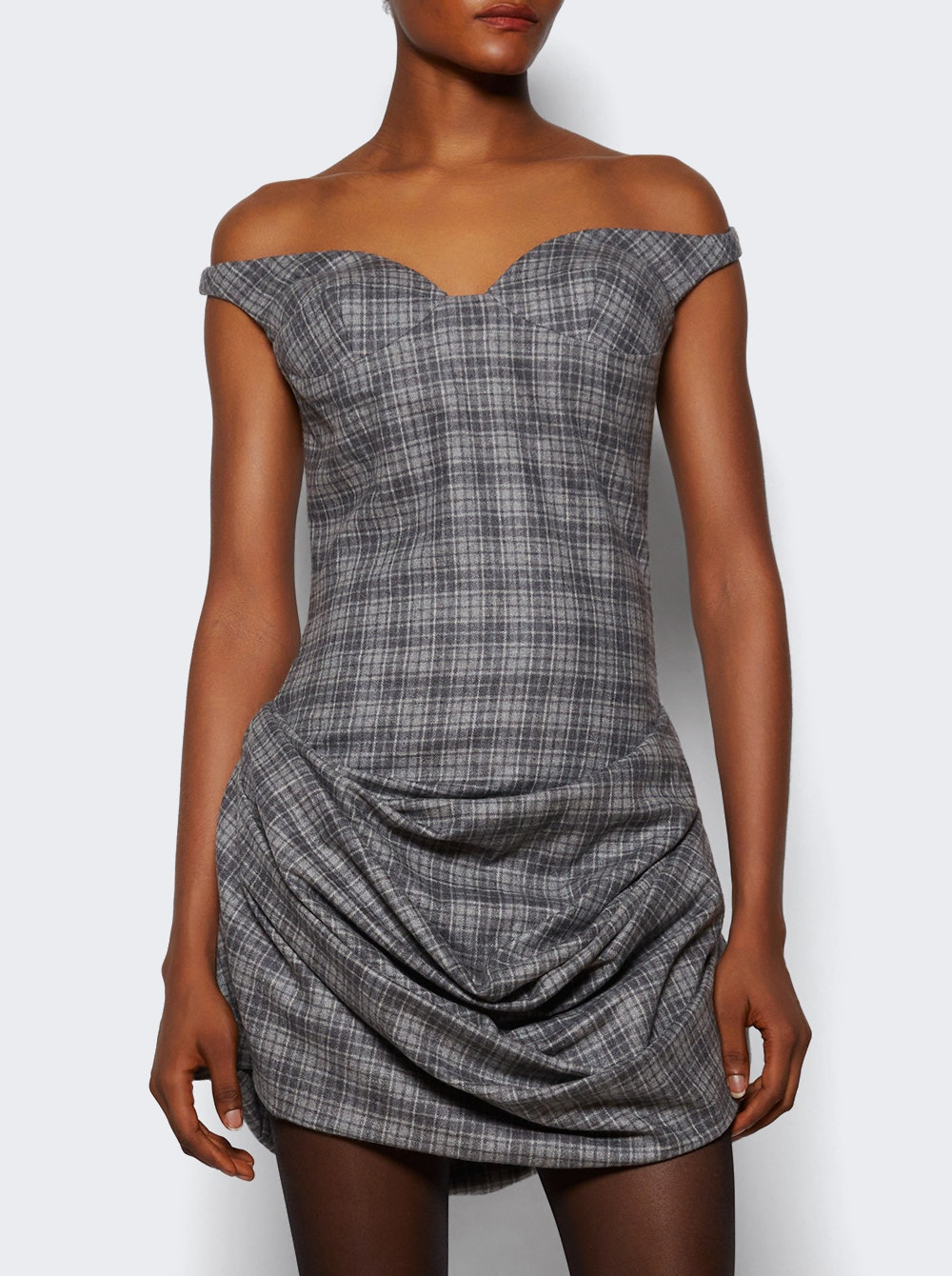 Off Shoulder Bustier Dress Grey - 2