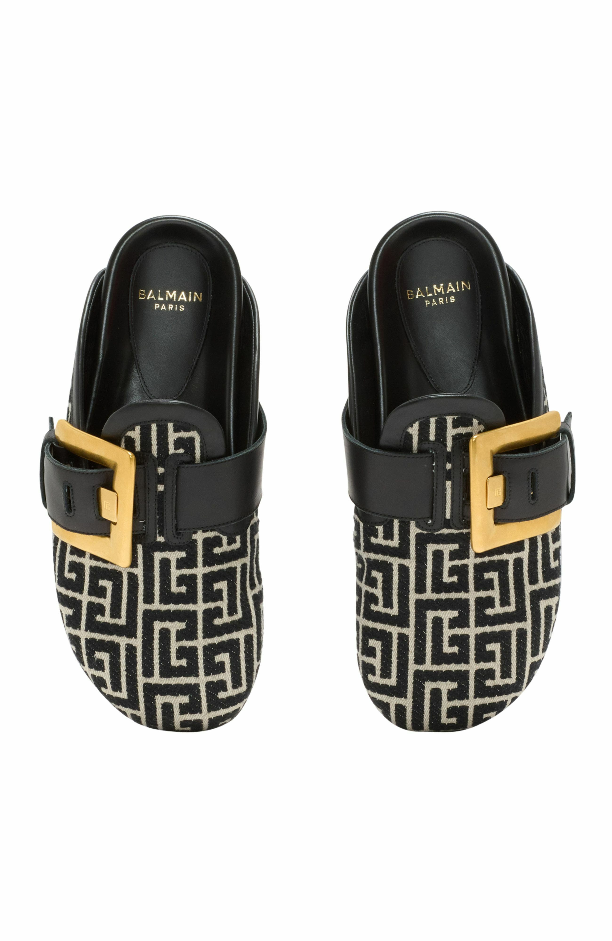 Balmain Anthem Mules In Jacquard Canvas With Pb Monogram in Black at Nordstrom - 5