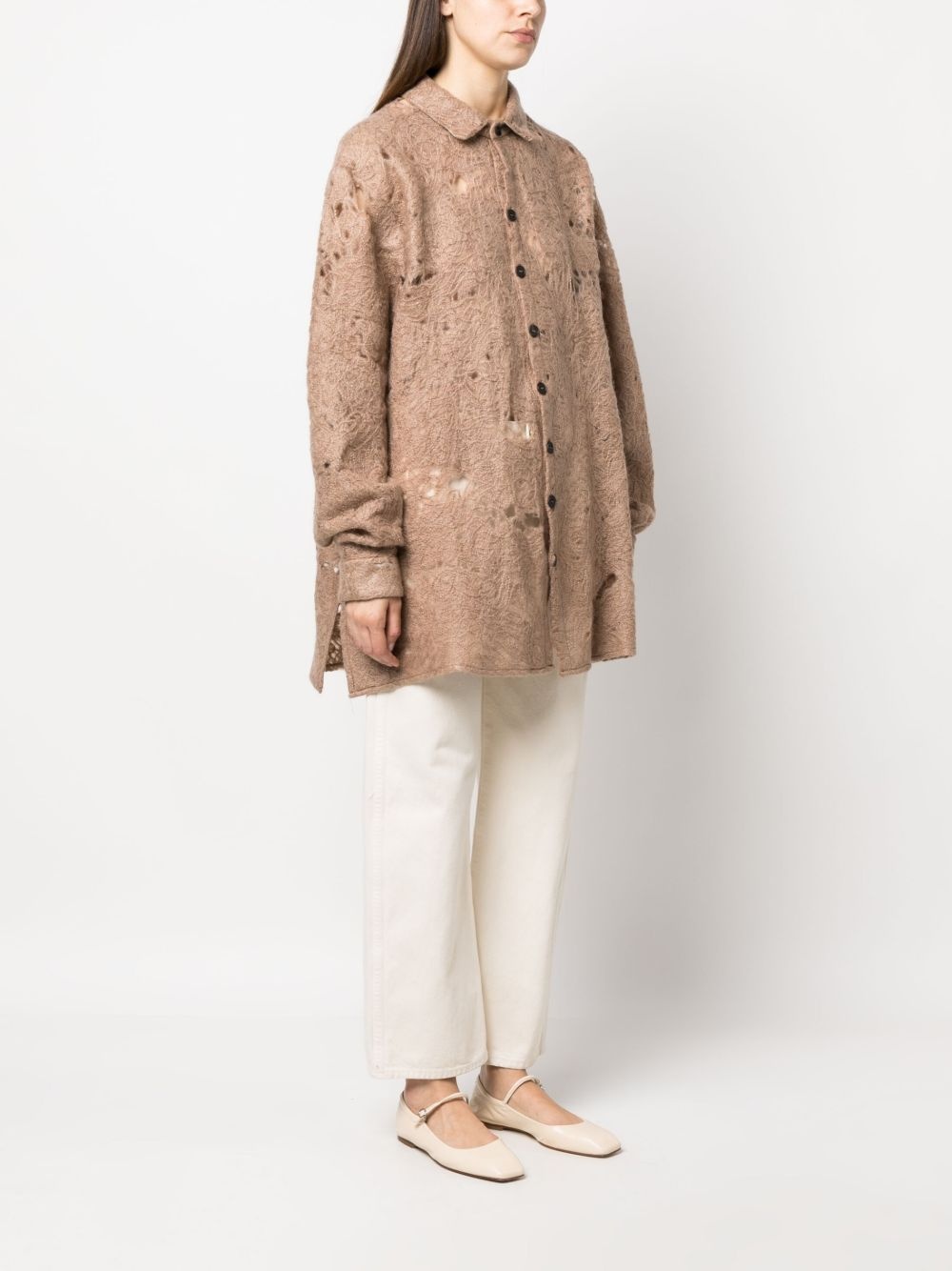 raw-cut finish long-sleeve shirt - 3