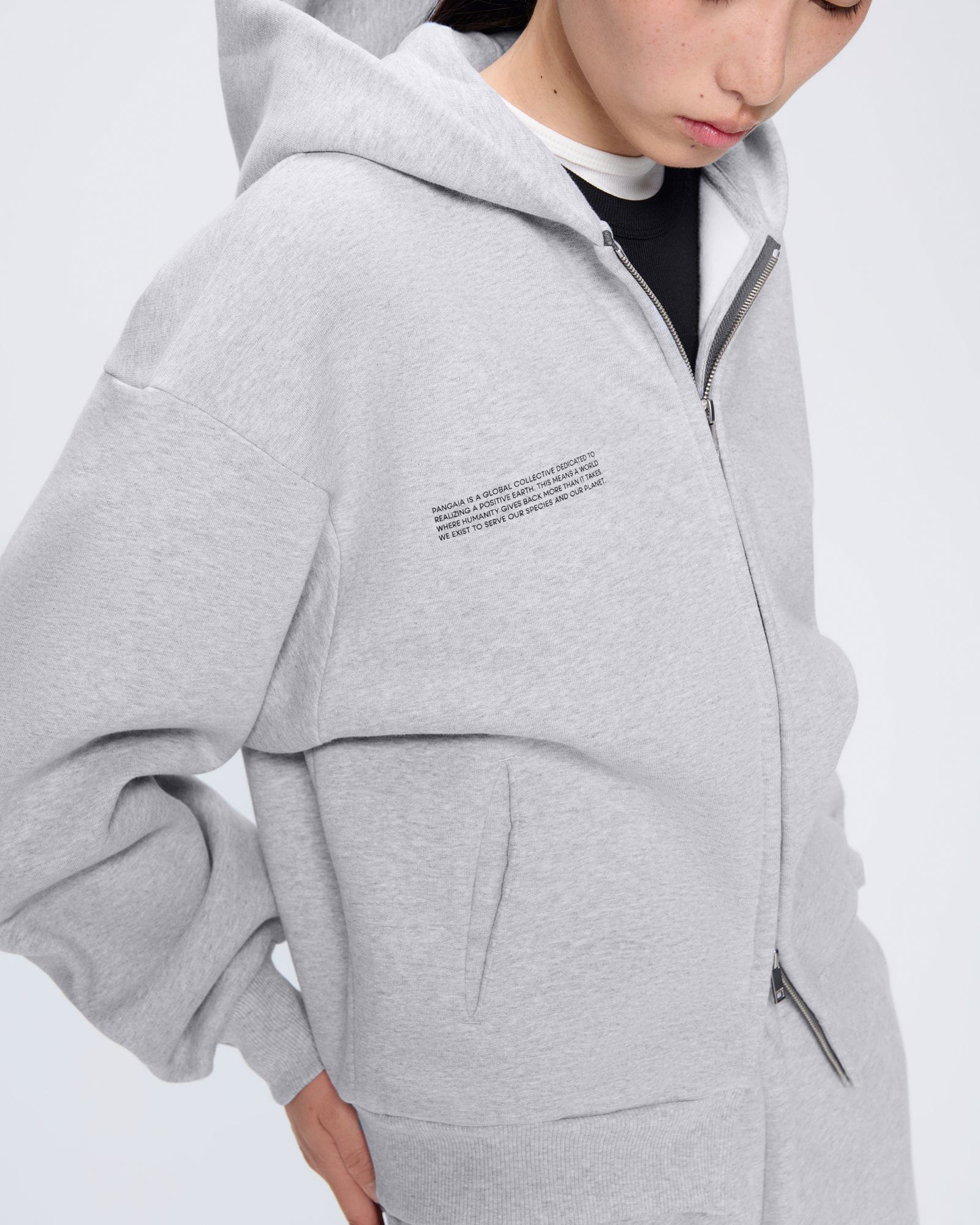 Womens 365 Heavyweight Two-Way Zip-Through Hoodie - Grey Marl - 3