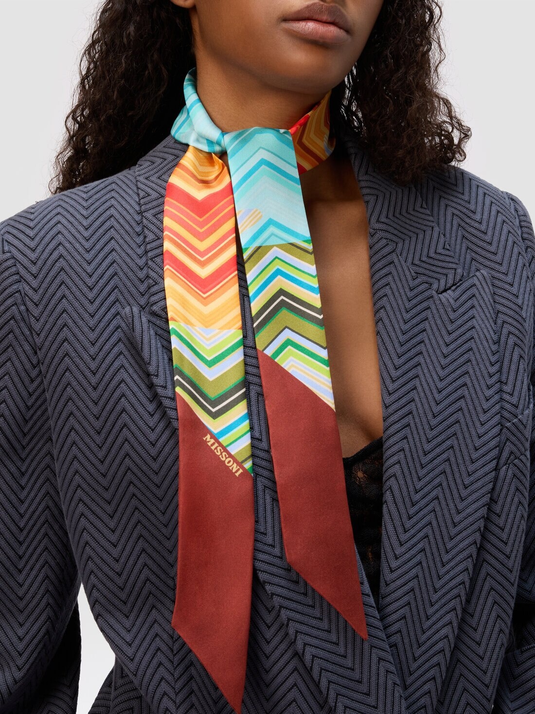 MISSONIプリーツスカーフ Missoni Silk zig zag bandeau scarf with logo | REVERSIBLE