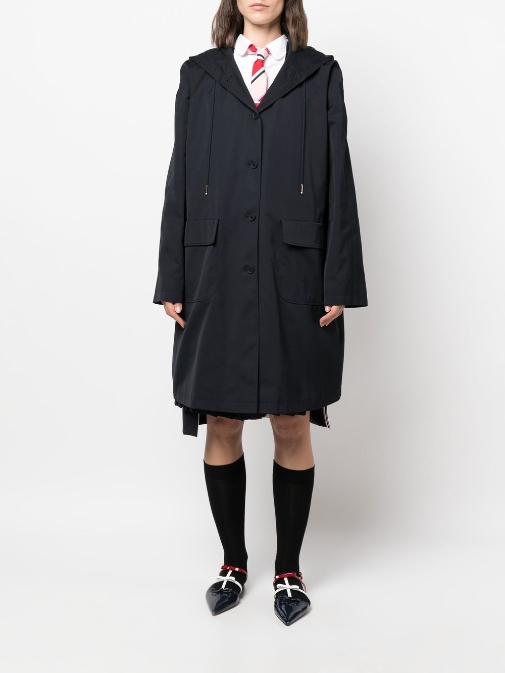 single-breasted hooded parka - 2
