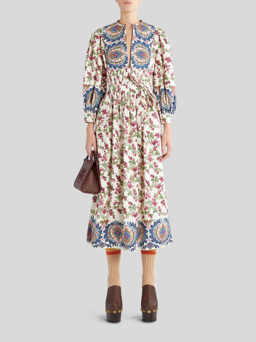 DRESS WITH BERRY AND PAISLEY PRINT - 3