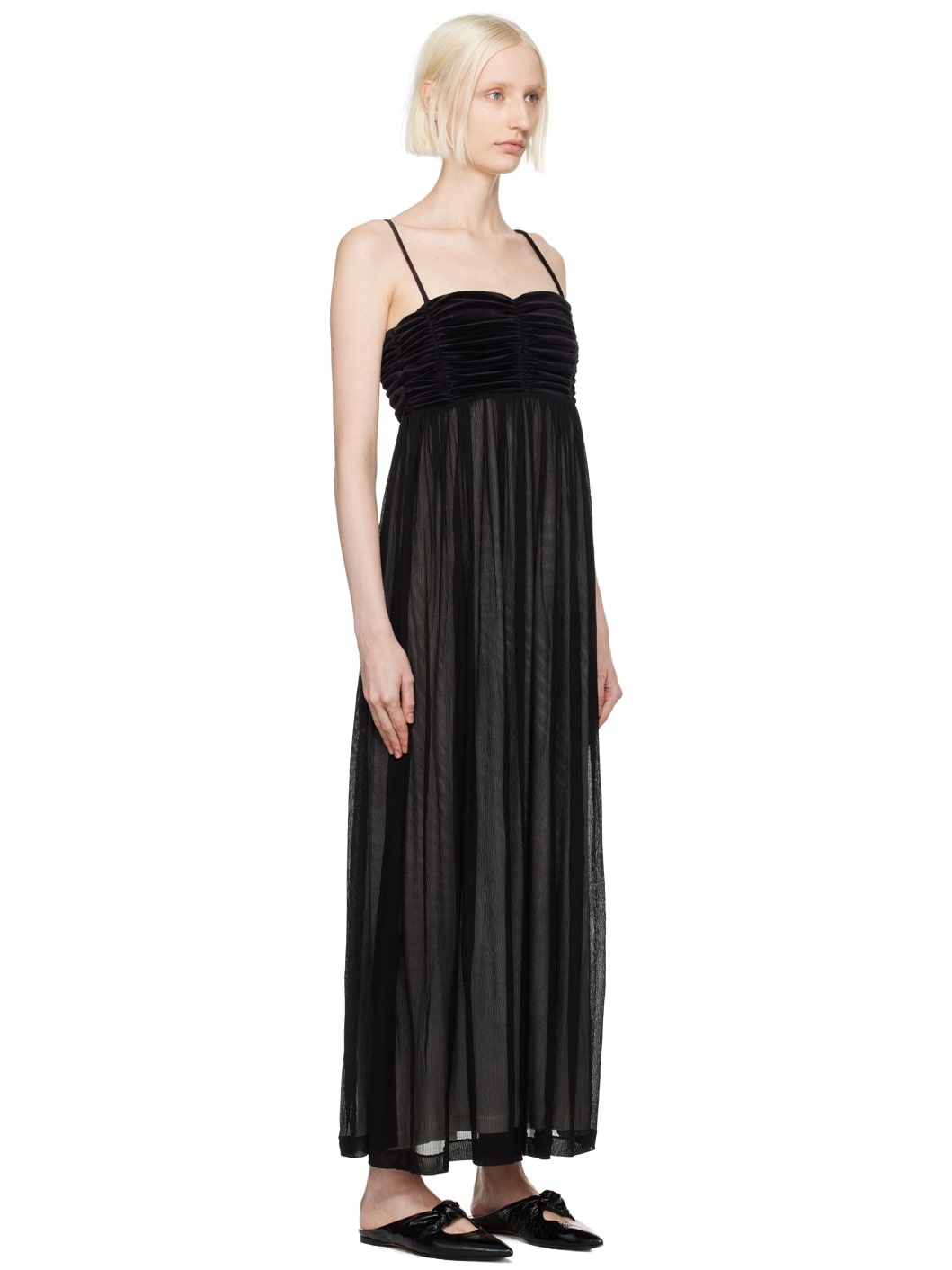 Black Evening Ruche Bandeau Maxi Dress - 2
