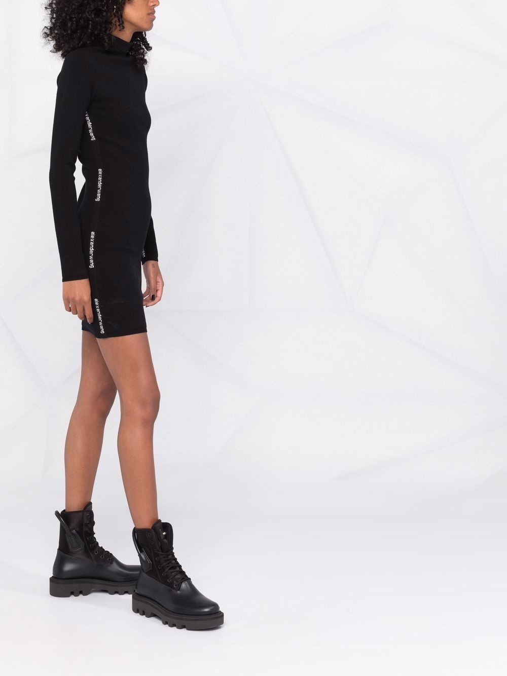 intarsia-knit logo long-sleeve dress - 4