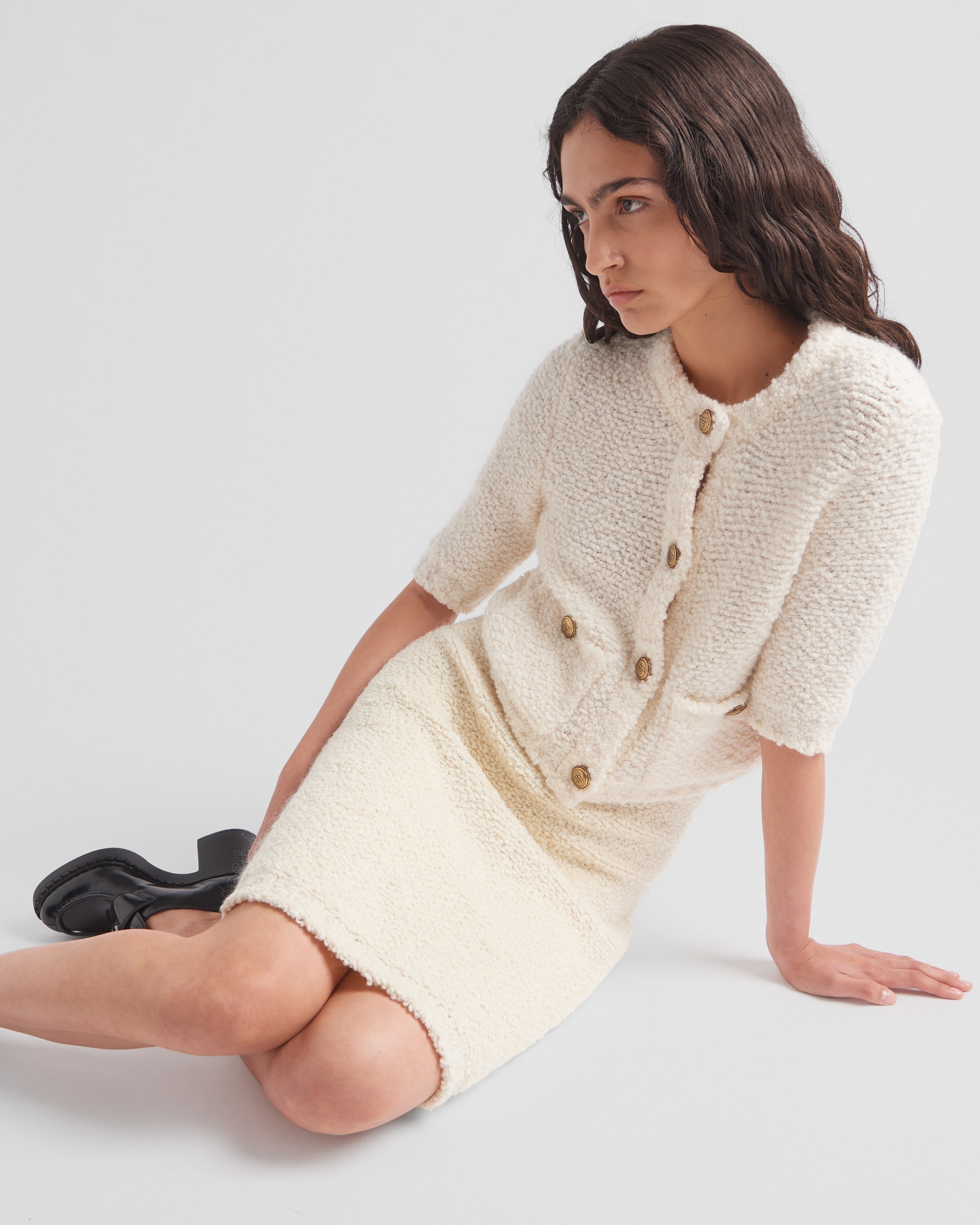 【プラダ・PRADA】Boucle mohair knit skirt Prada Bouclé mohair knit skirt | REVERSIBLE
