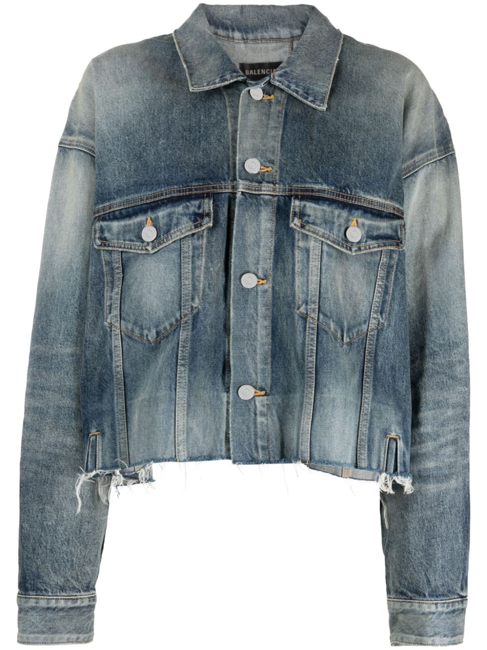 deconstructed panelled denim jacket - 1