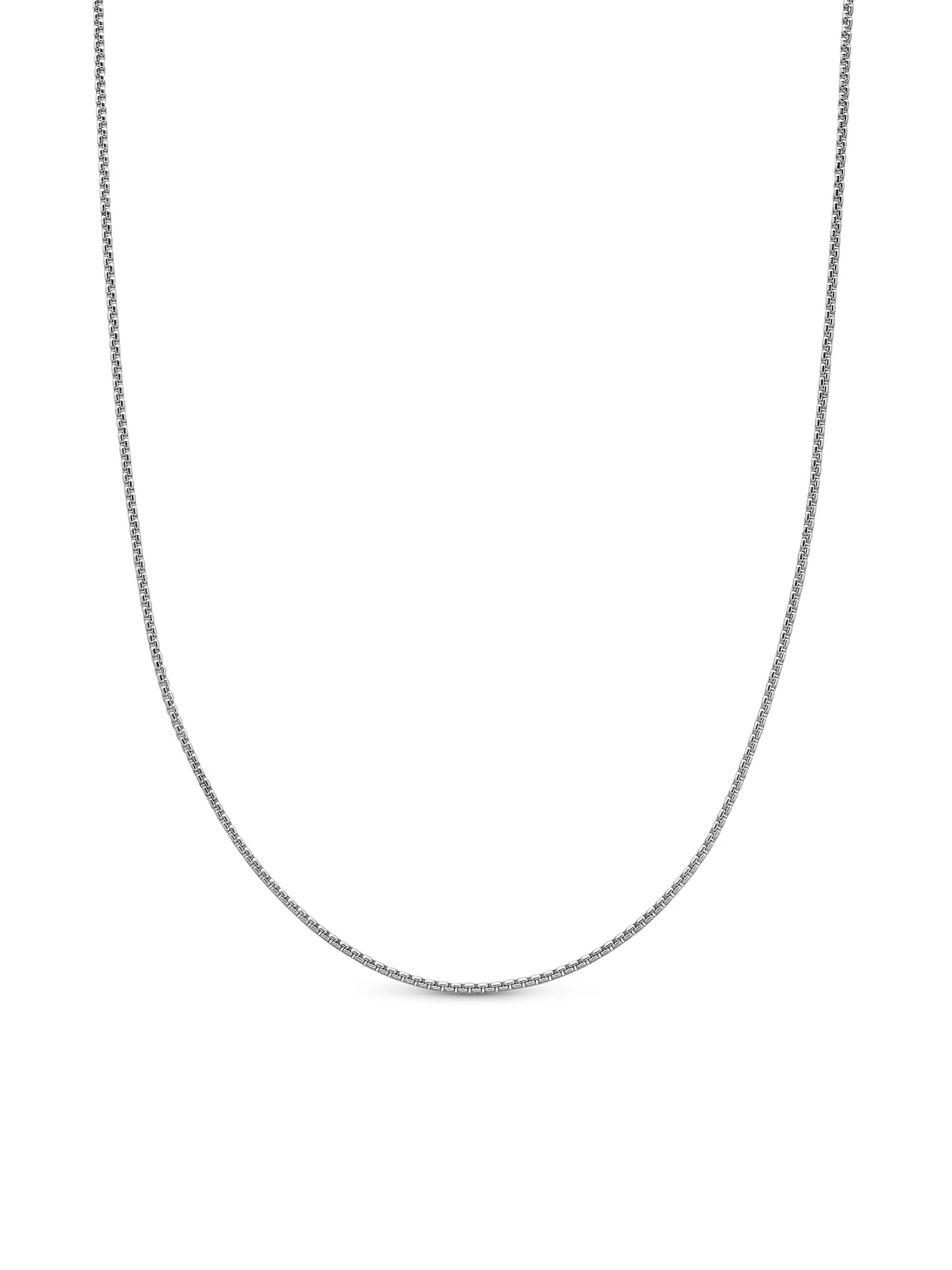 Men's Box Chain Necklace In 18K White Gold, 1.7mm - White Gold - 1