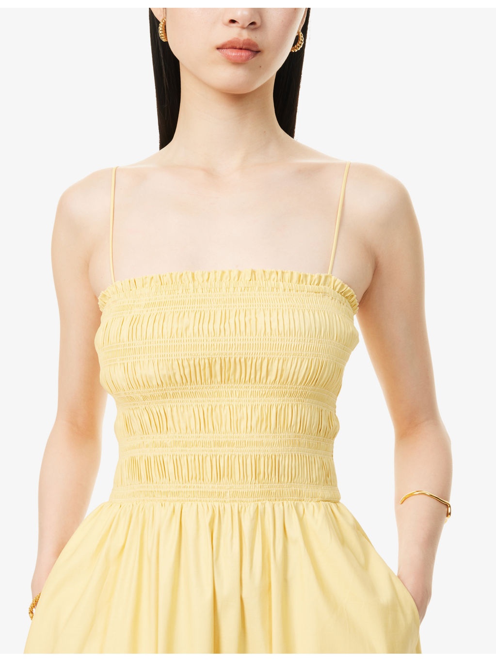 Kerrie Shirred Stretch-Cotton Midi Dress - 5