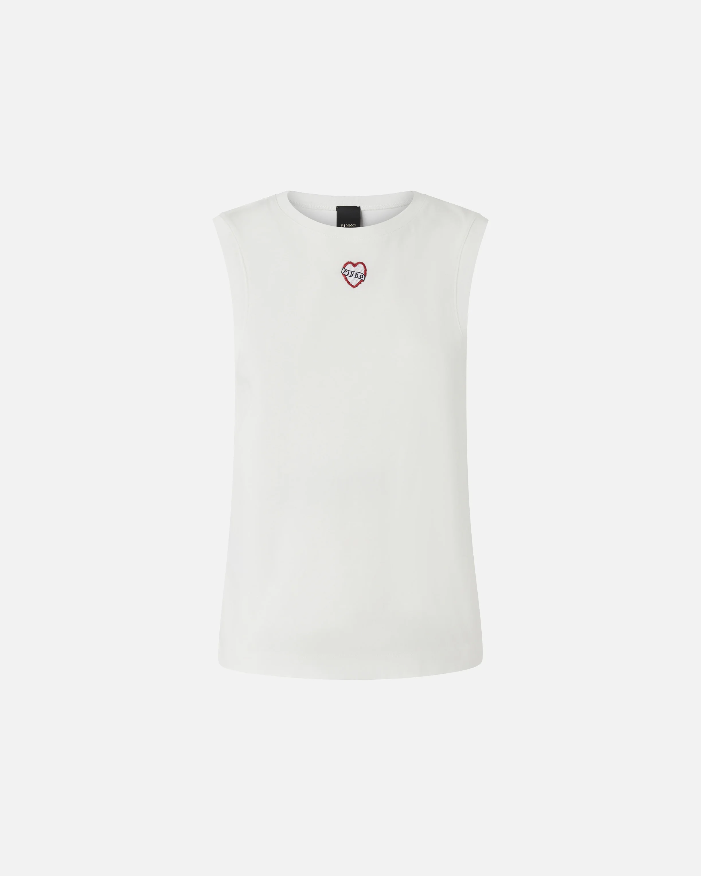 SLEEVELESS T-SHIRT WITH HEART EMBROIDERY - 1