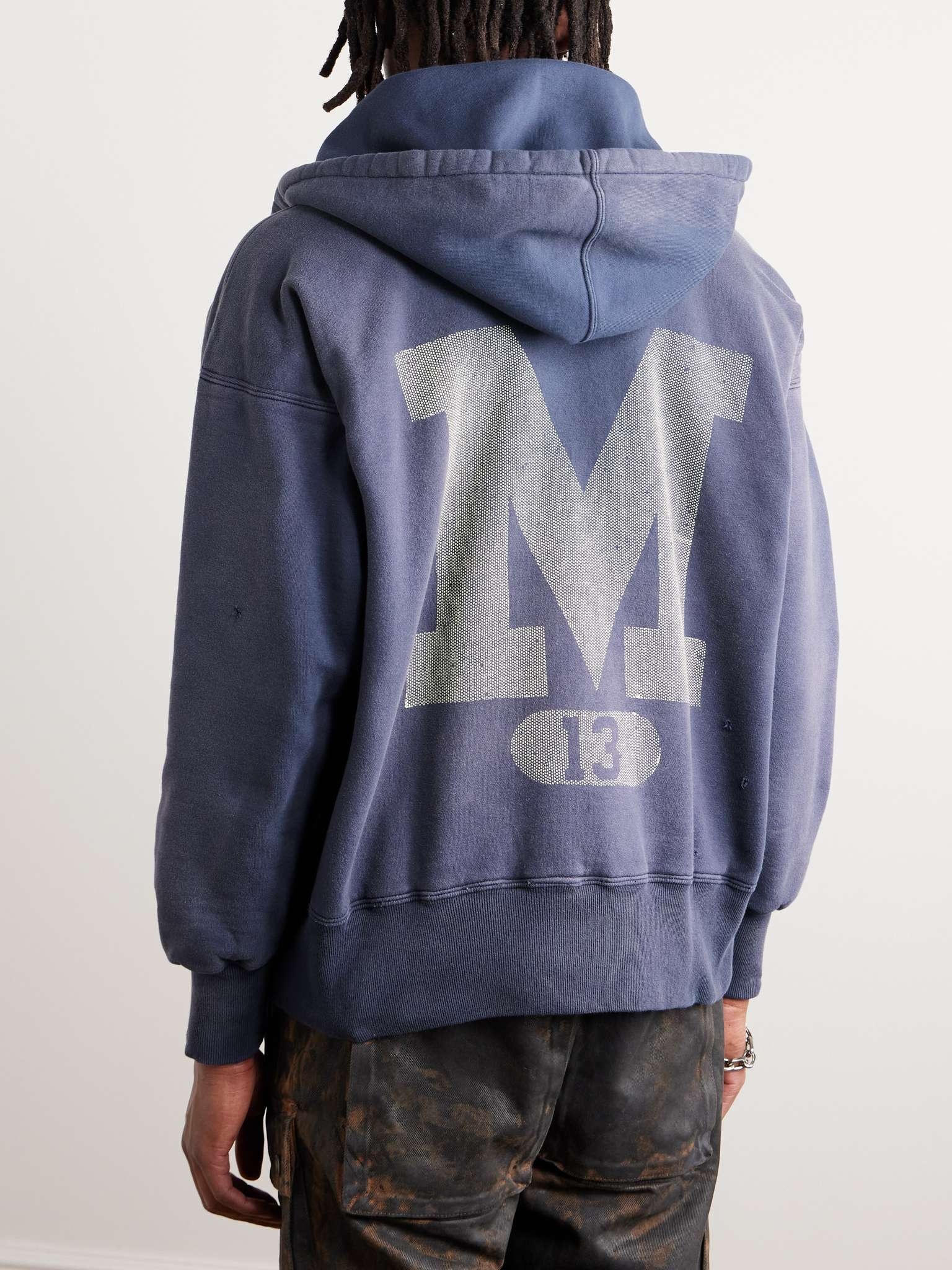 Logo-Print Distressed Cotton-Jersey Hoodie - 4