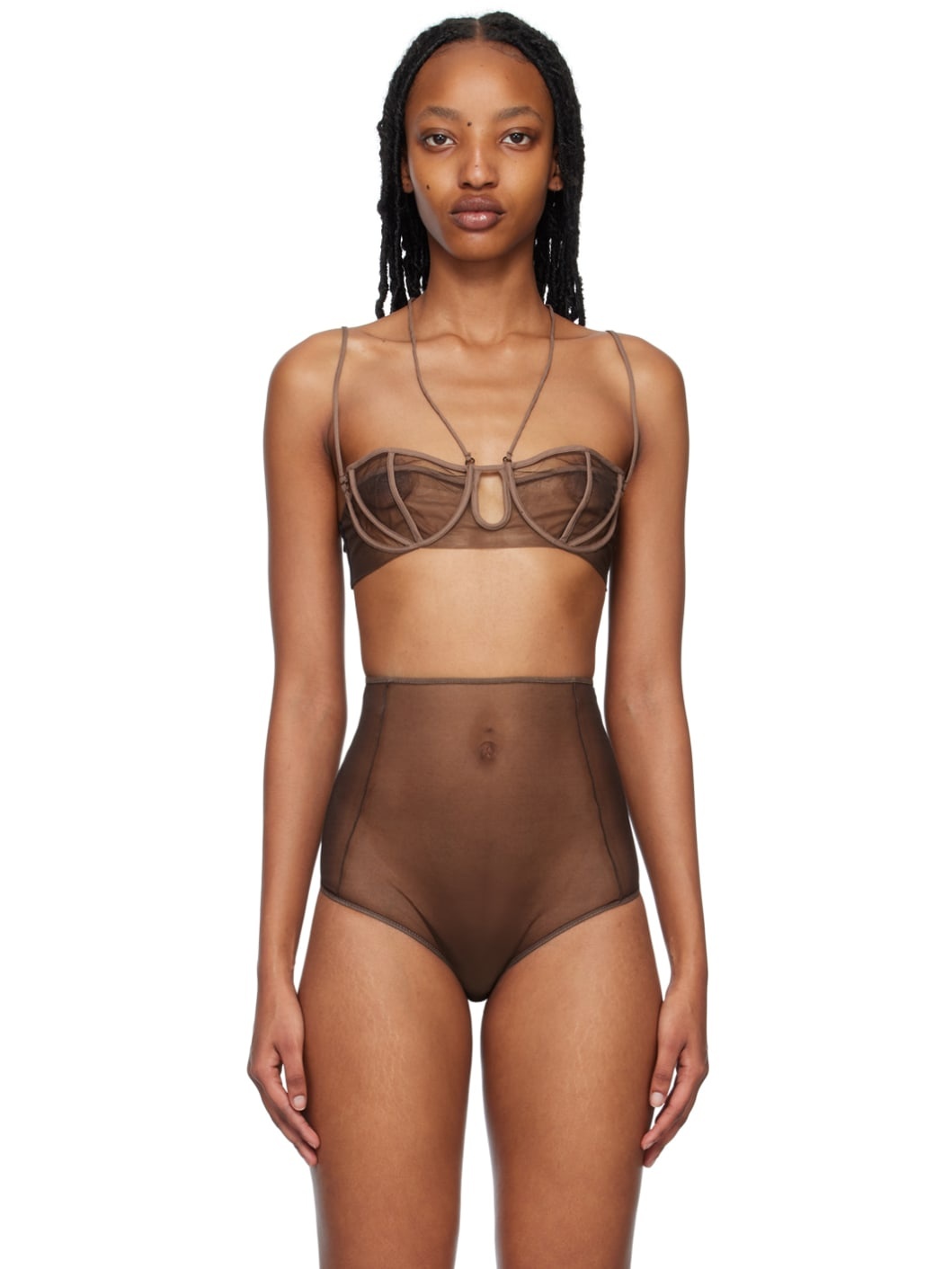 SSENSE Exclusive Brown Triple Petal Bra - 1