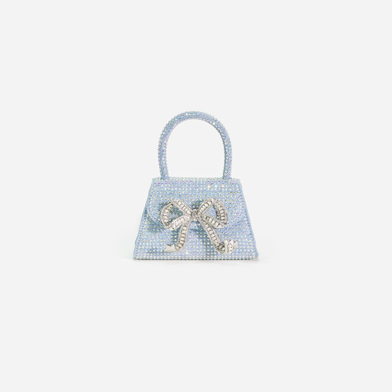 Blue Rhinestone Denim Micro Bow Bag 1