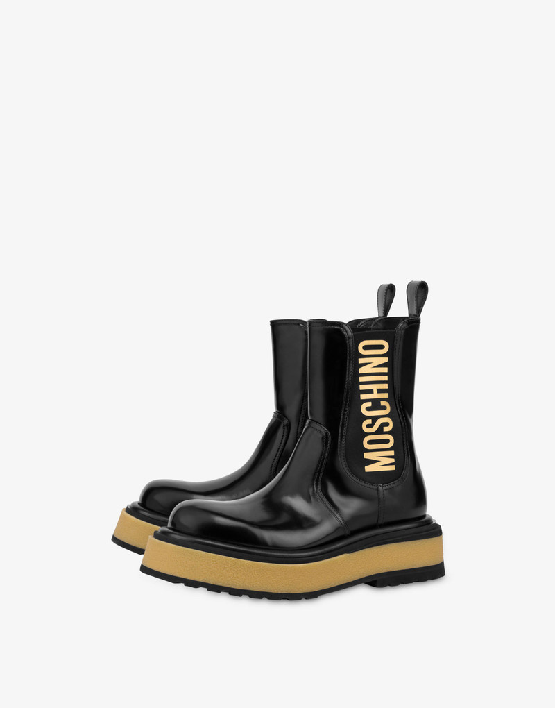 ELASTIC LOGO CALFSKIN BEATLE BOOTS 1