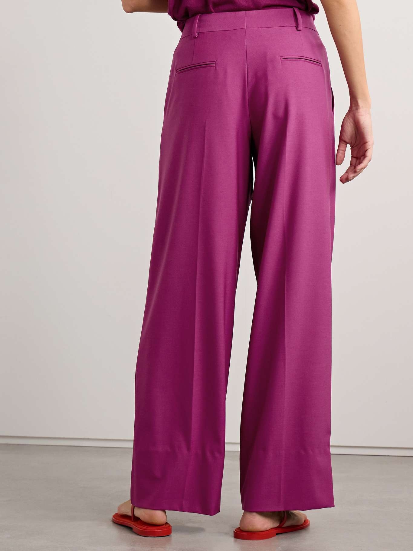 Wool-blend wide-leg pants Magenta - 3