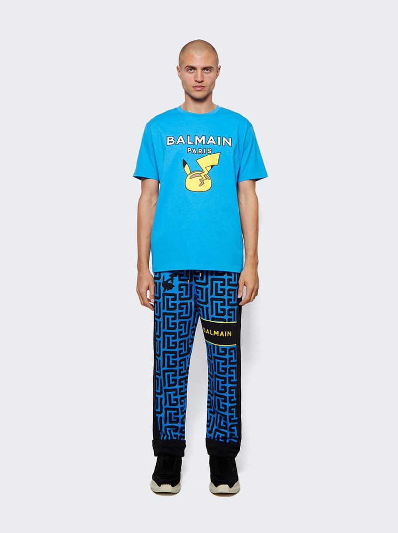 Balmain Monogram Printed Sweatpants Black And Blue outlook