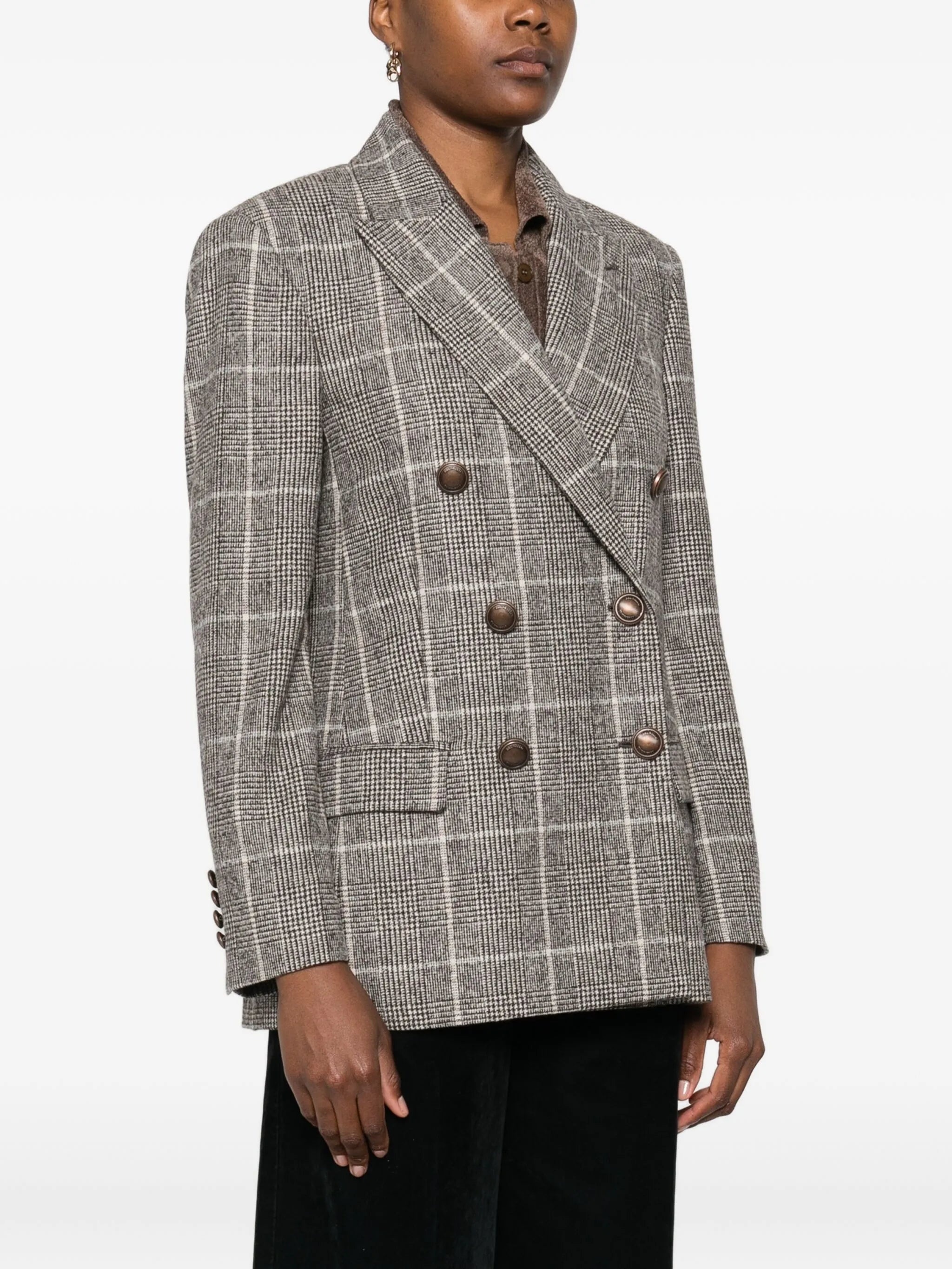 Brunello Cucinelli Checked Double-breasted Blazer - 4