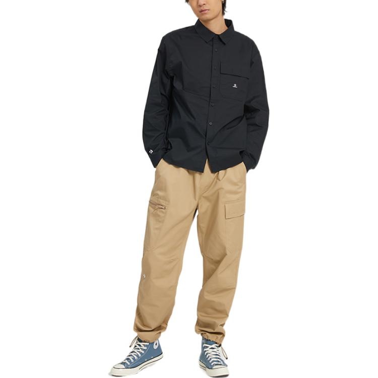 Converse Woven Long Sleeve Button Down Shirt 'Black' 10023803-A01 - 3