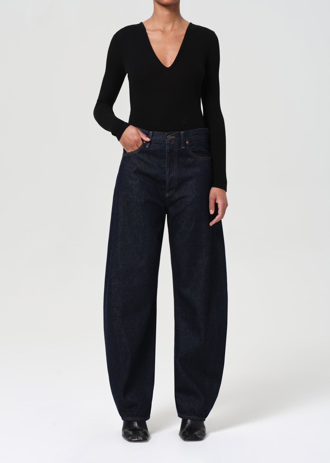 LUNA HIGH RISE PIECED TAPER IN RINSE - 2