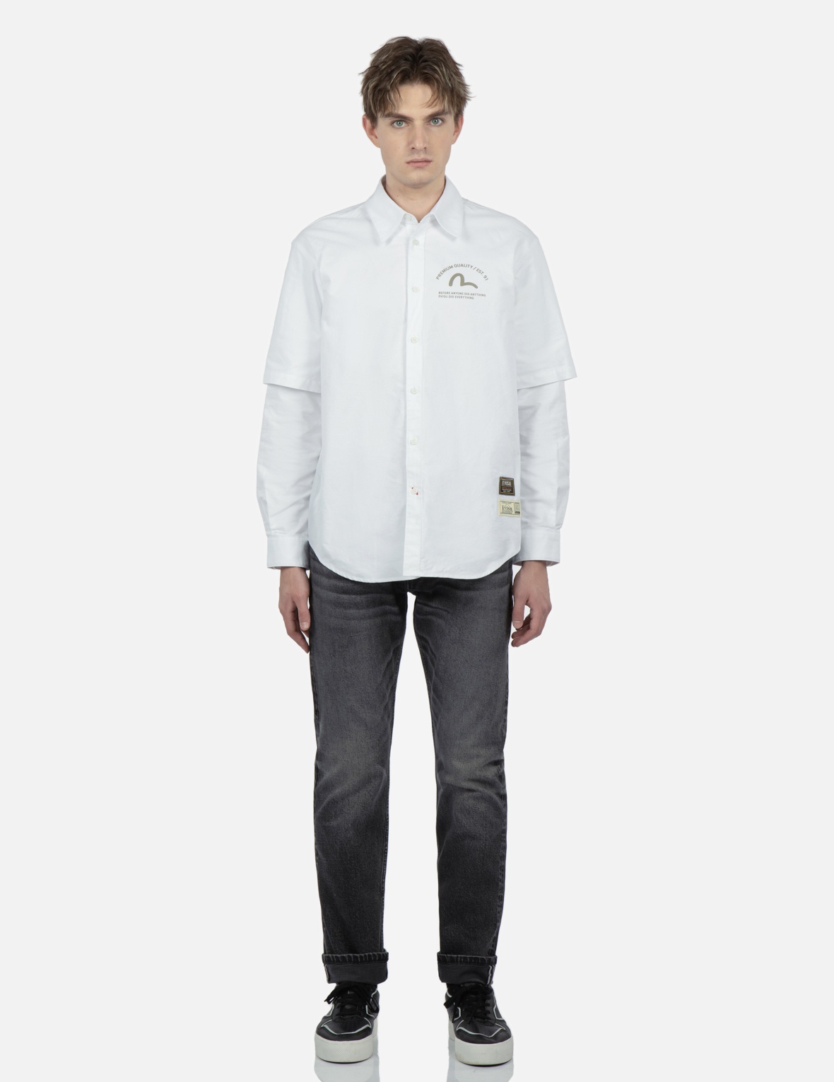 KAMON AND LOGO EMBROIDERED CARROT FIT JEANS #2017 - 4