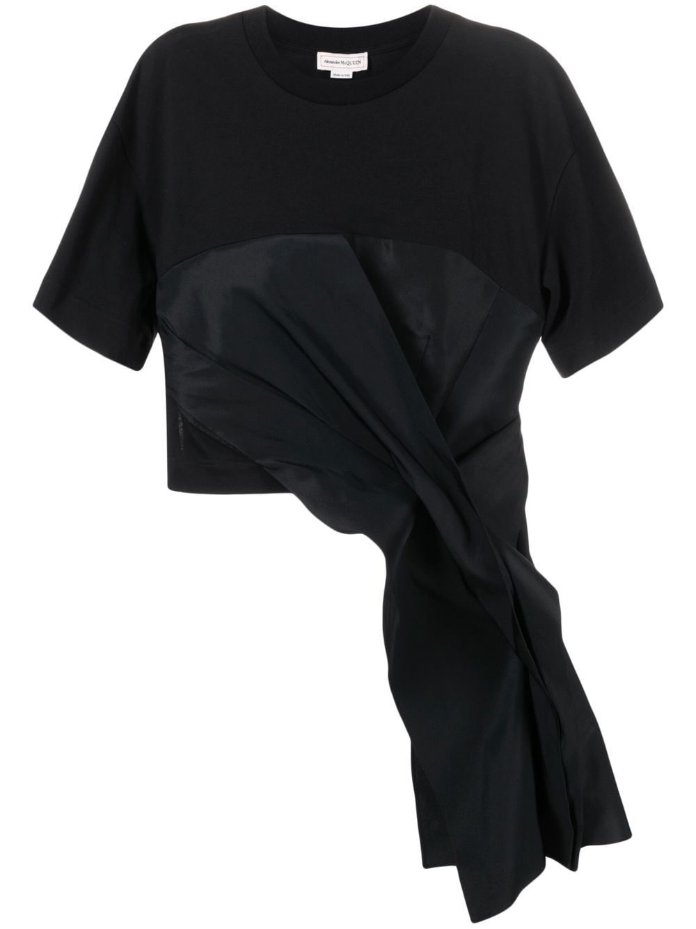 Tシャツ・カットソー alexander mcqueen DRAPED HYBRID T-SHIRT (733976_QLAA61000) Alexander Mcqueen Draped Hybrid T-Shirt (alexander mcqueen/T