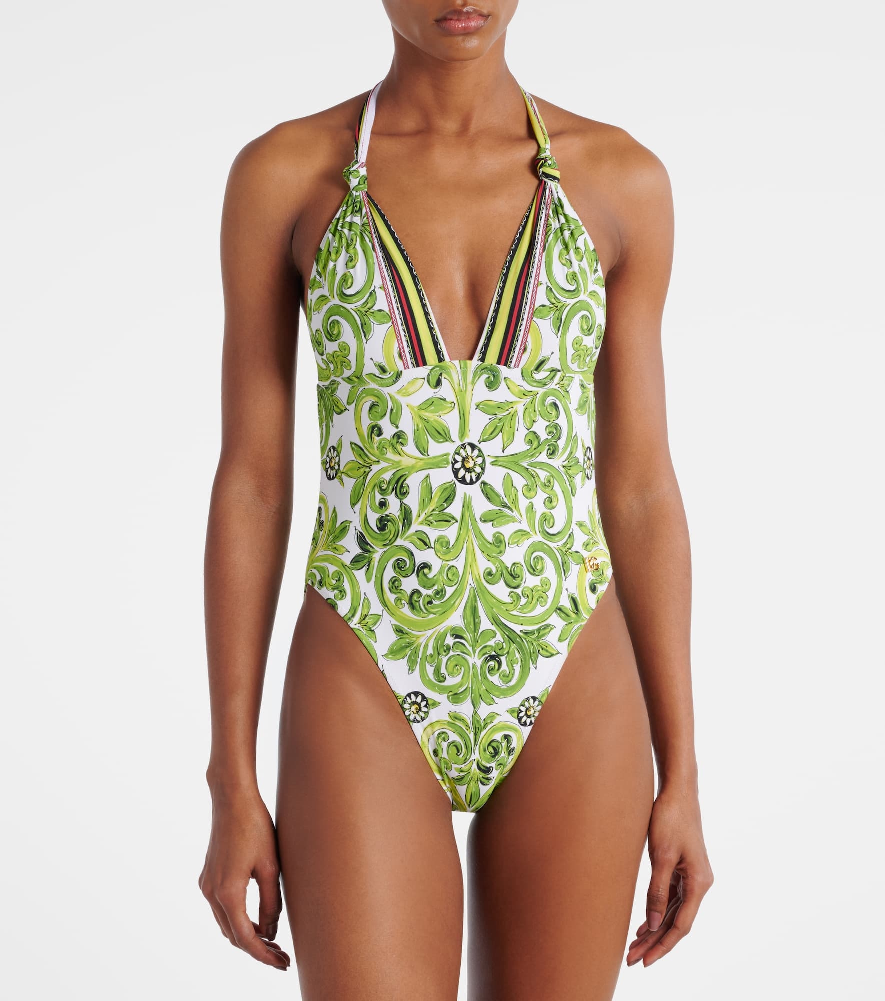 Printed halterneck swimsuit - 2
