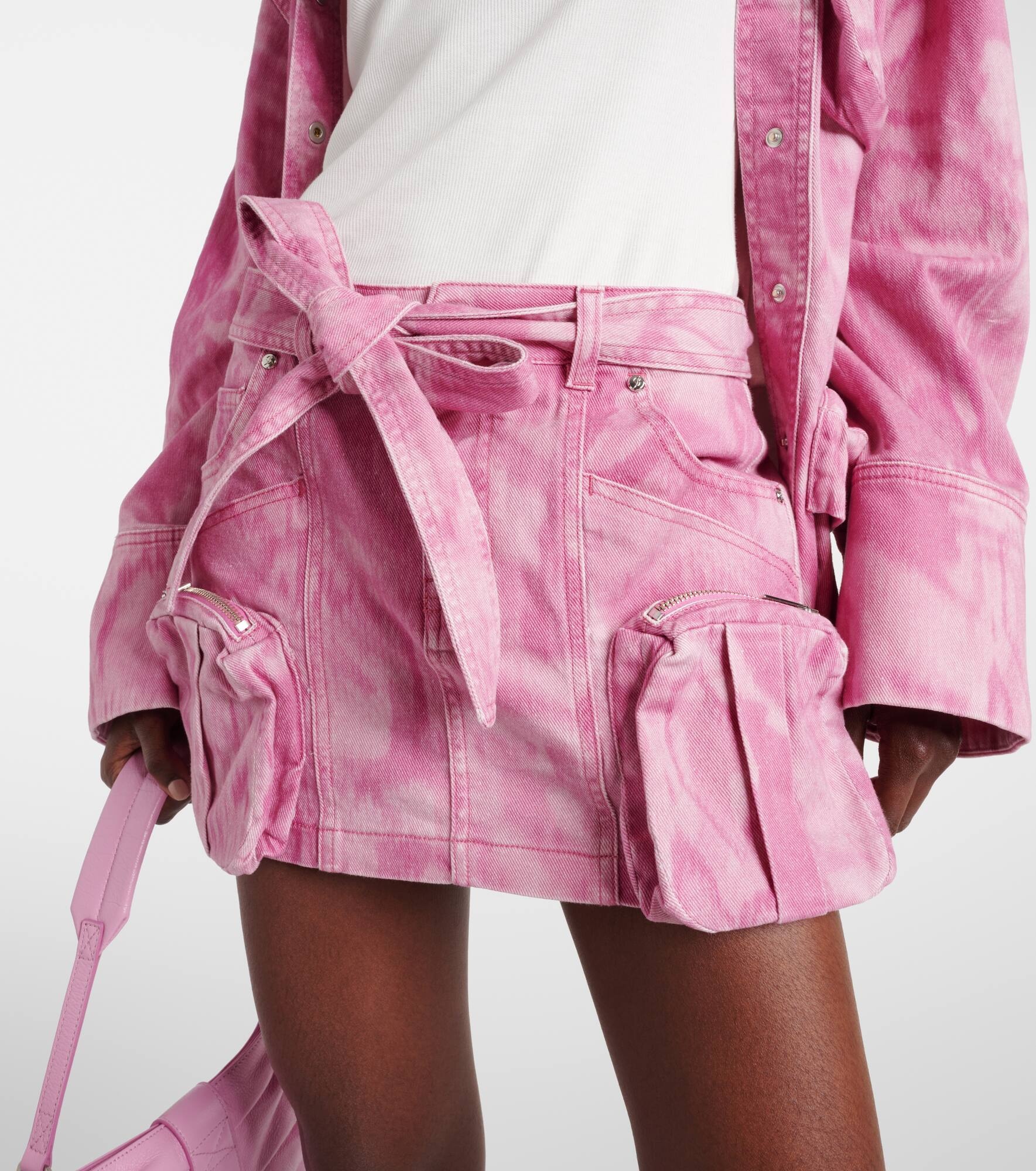 Camouflage denim cargo miniskirt - 4