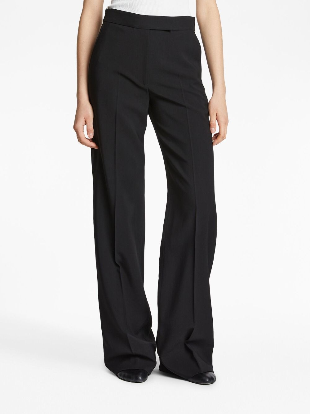crepe pressed-crease tailored trousers - 5